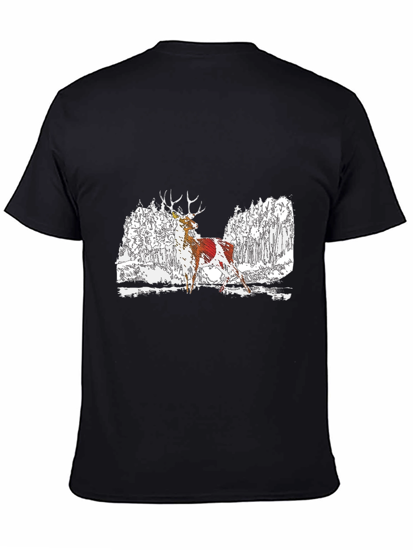 Deer Graphic Black T-Shirt