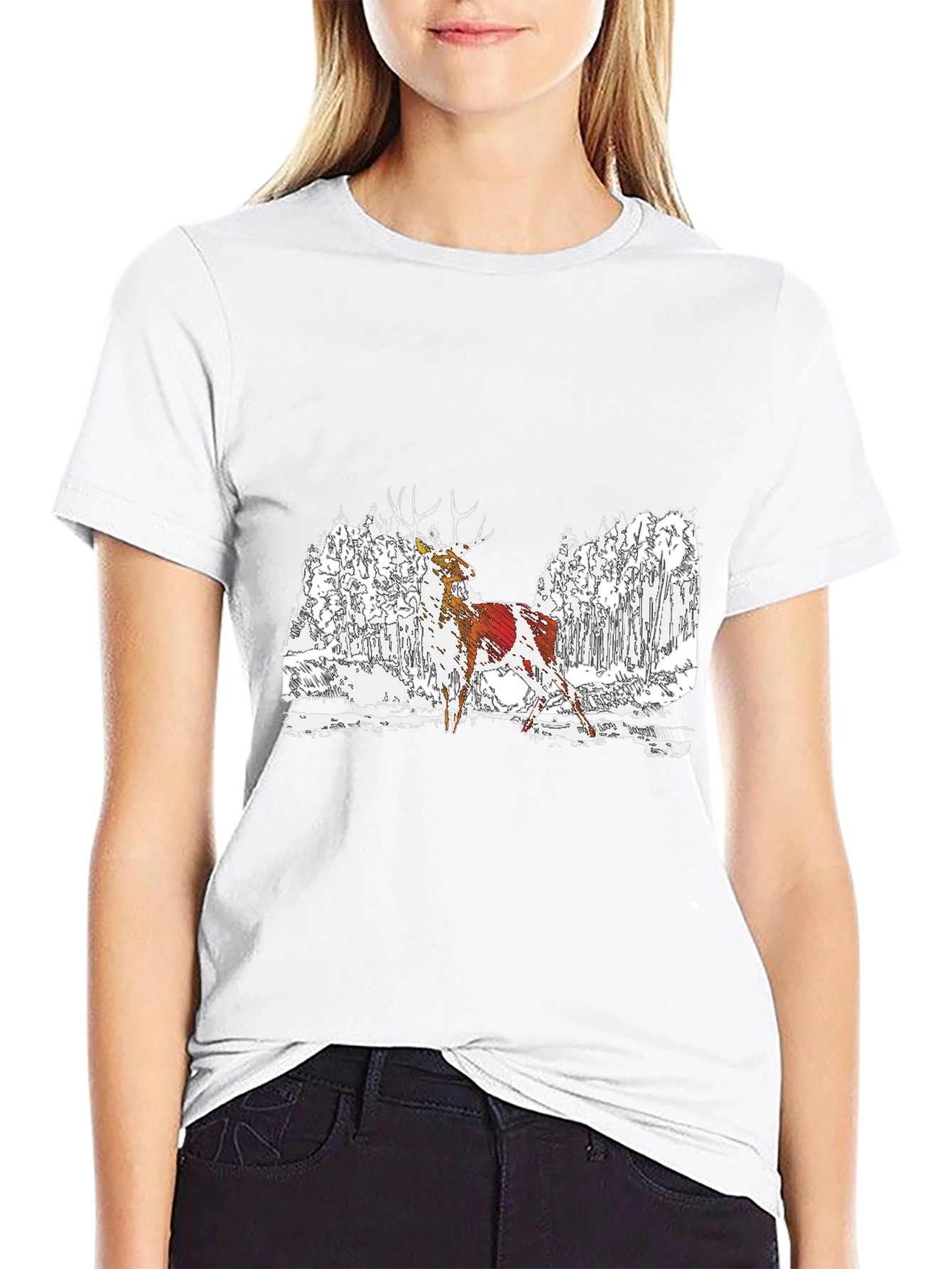 Deer Graphic Black T-Shirt