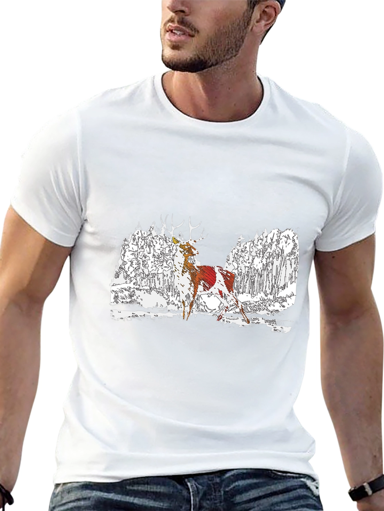 Deer Graphic Black T-Shirt