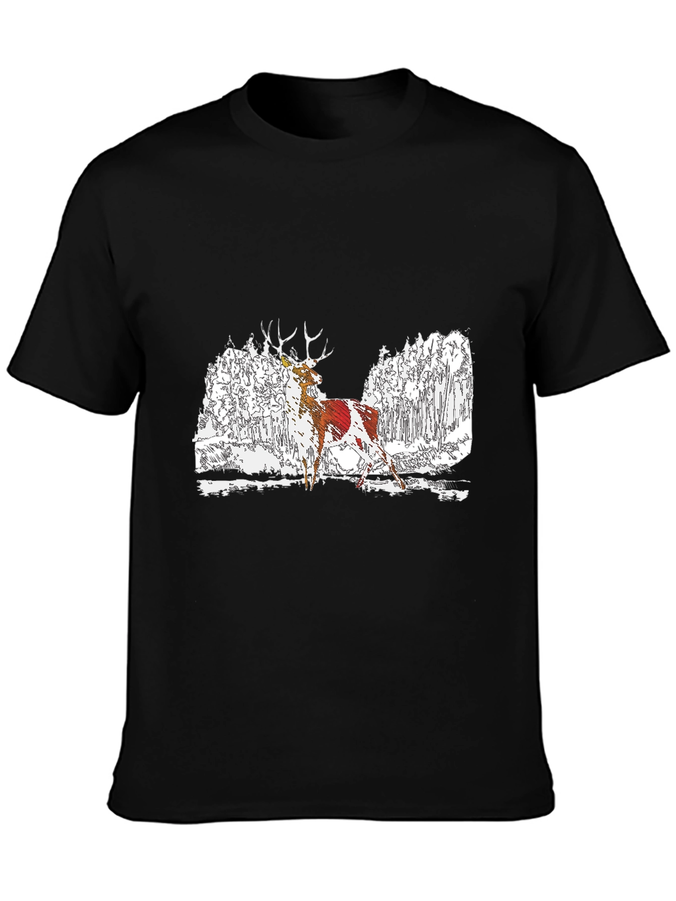 Deer Graphic Black T-Shirt