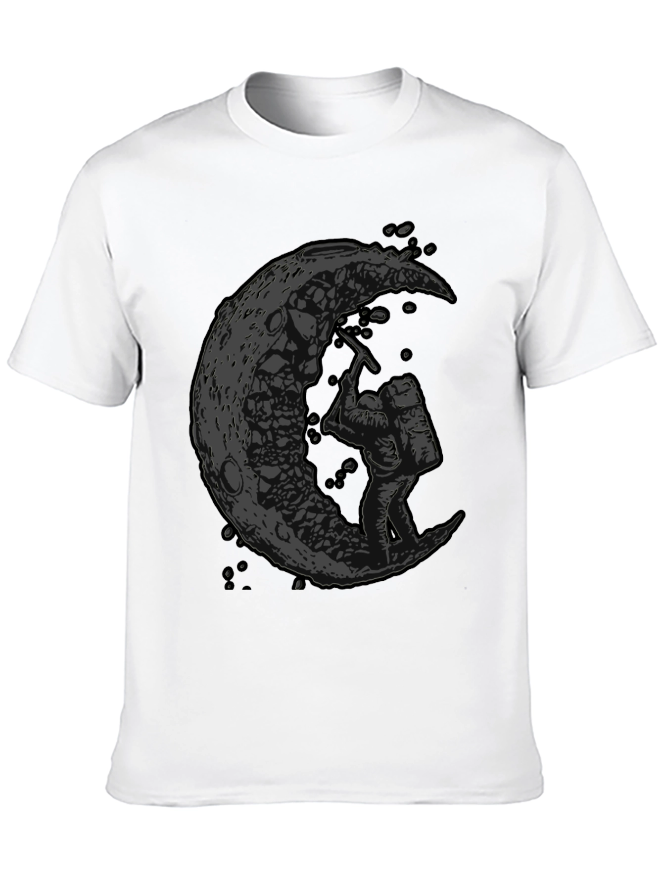 Astronaut Moon Mining Graphic T-Shirt - Black