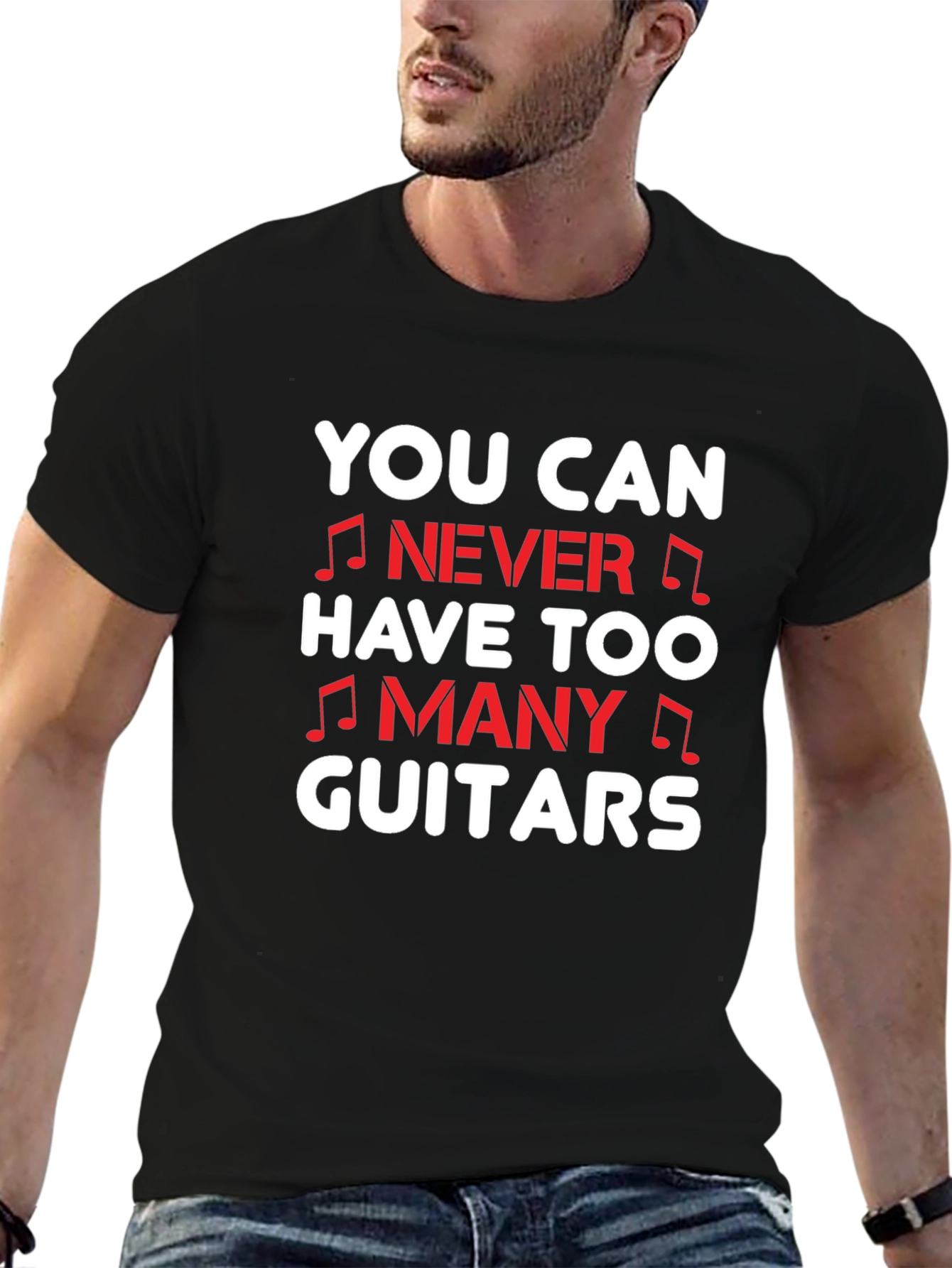 Funny Guitar Lover T-Shirt - Never Too Many Guitars