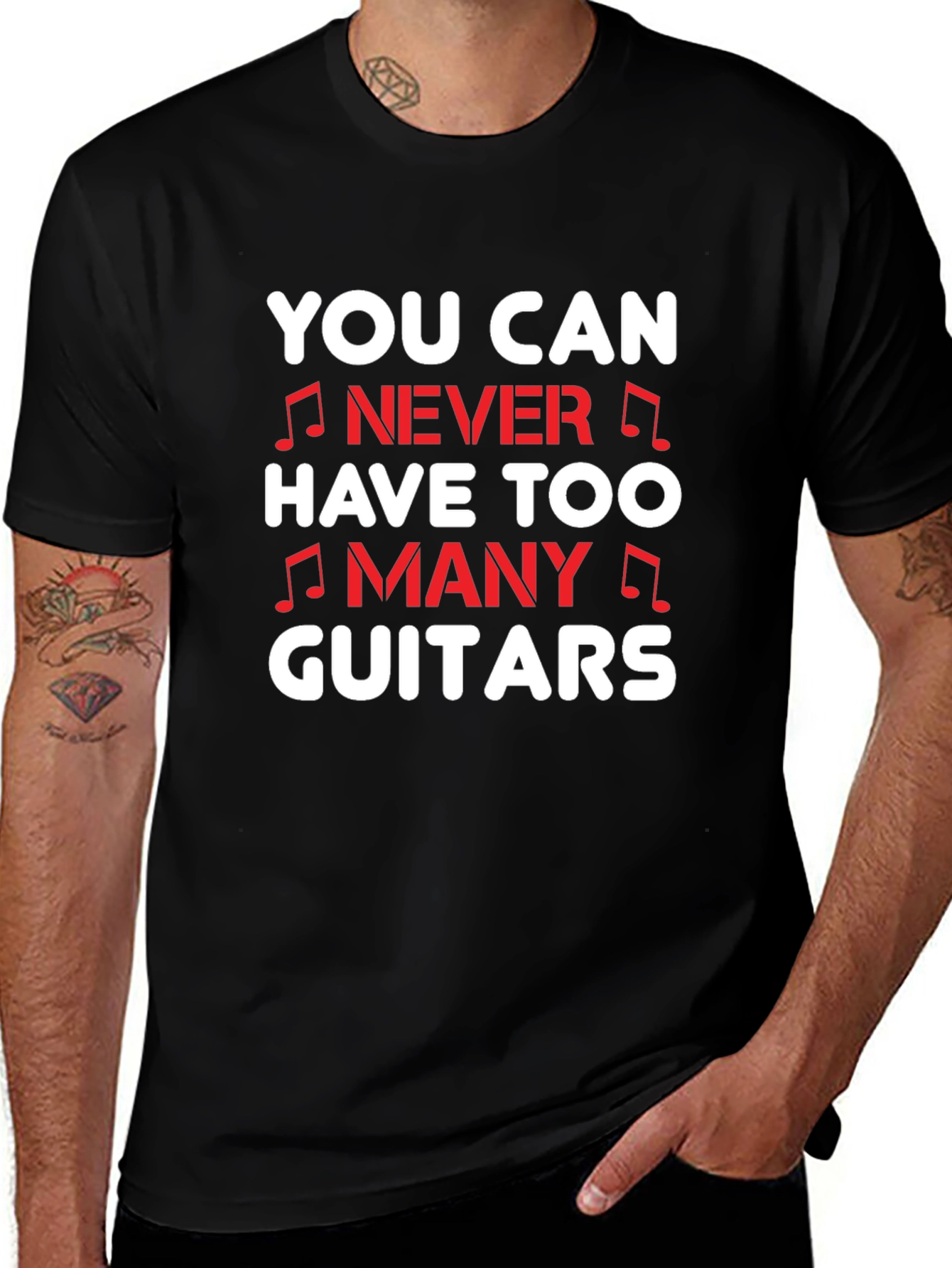 Funny Guitar Lover T-Shirt - Never Too Many Guitars