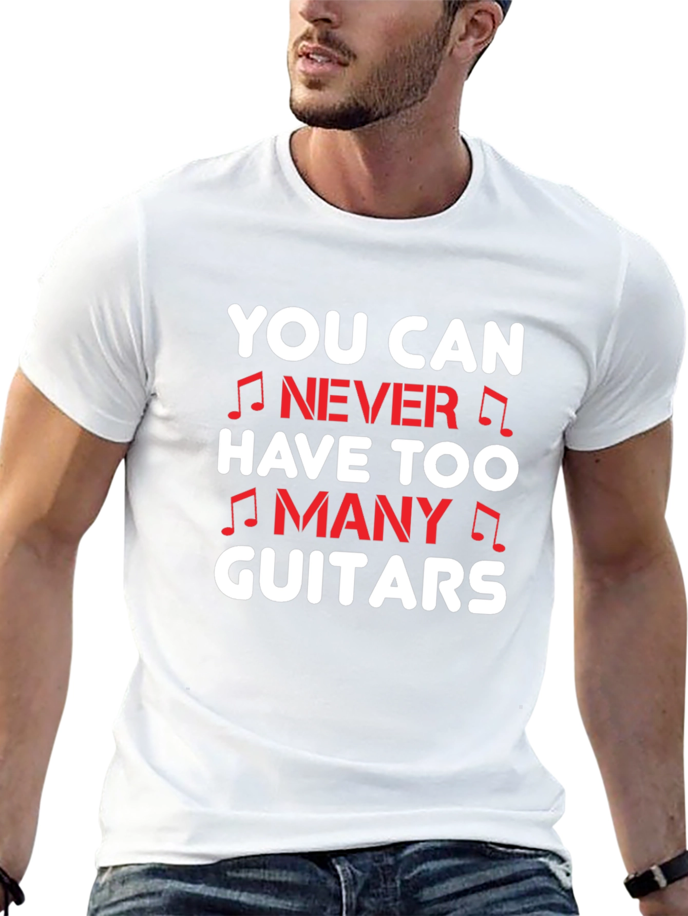 Funny Guitar Lover T-Shirt - Never Too Many Guitars