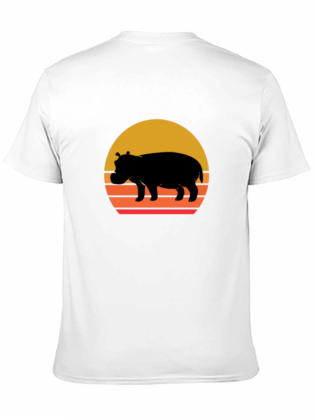 Retro Hippo Sunset T-Shirt - Unique Graphic Tee