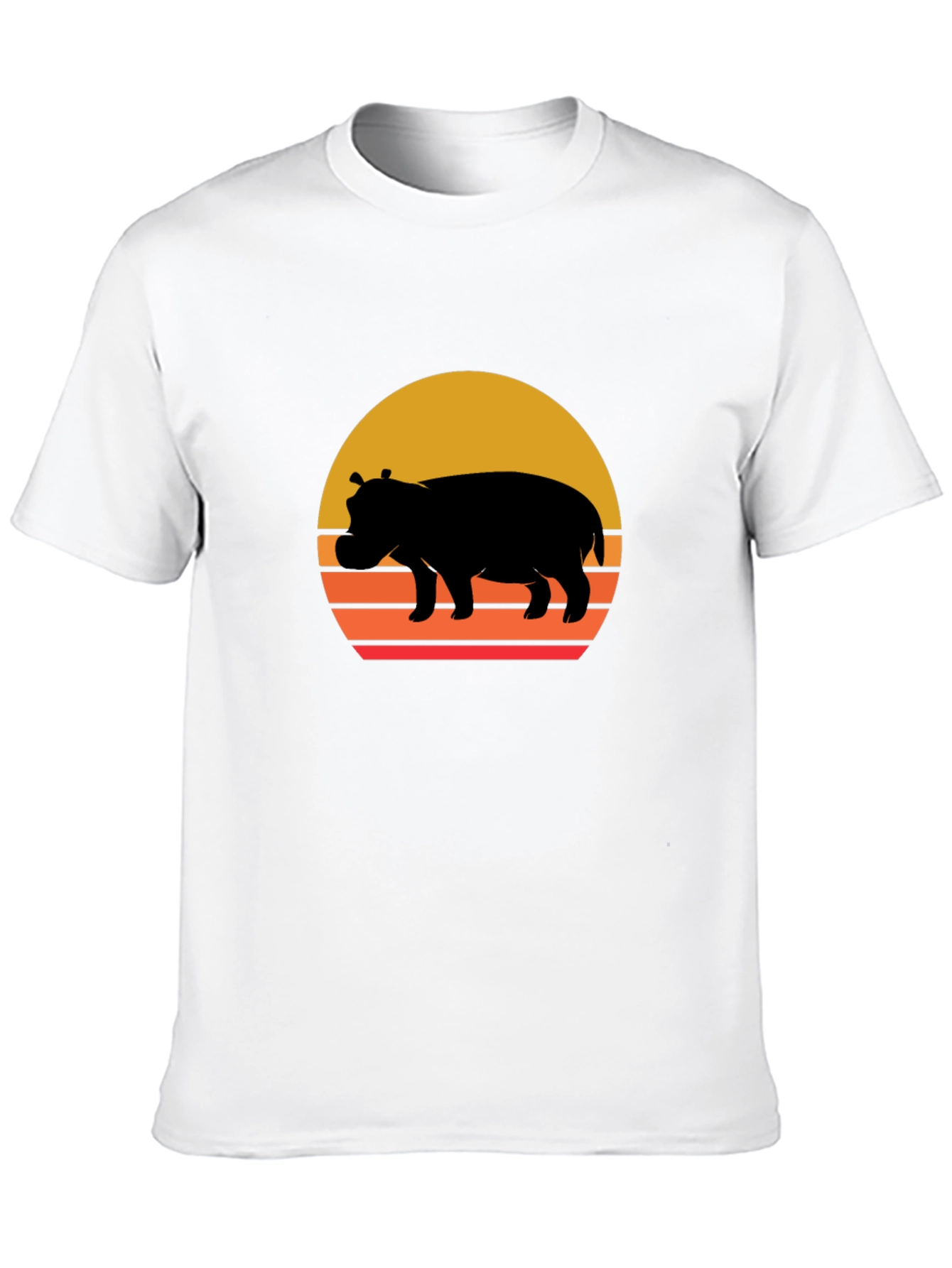 Retro Hippo Sunset T-Shirt - Unique Graphic Tee