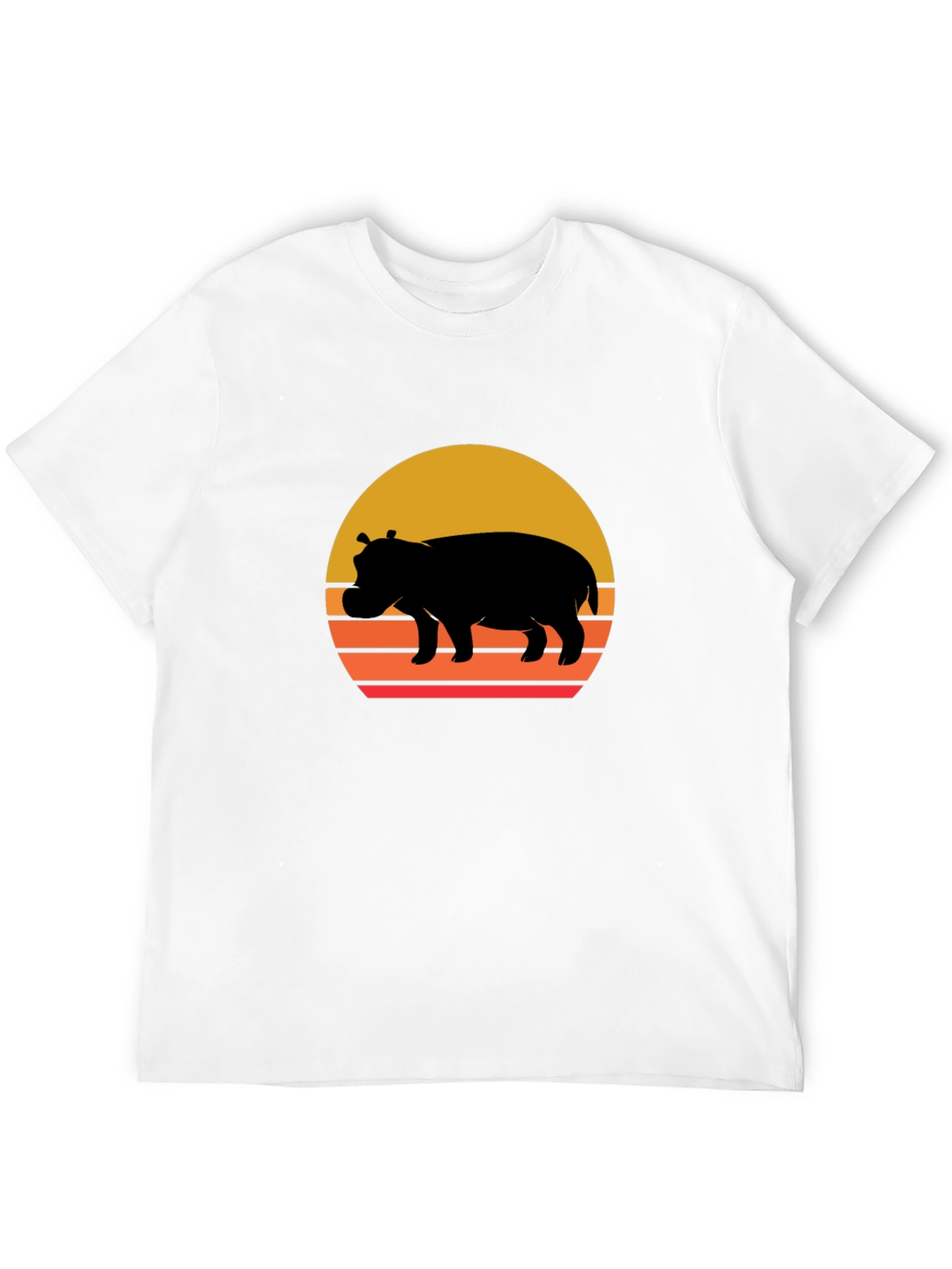 Retro Hippo Sunset T-Shirt - Unique Graphic Tee