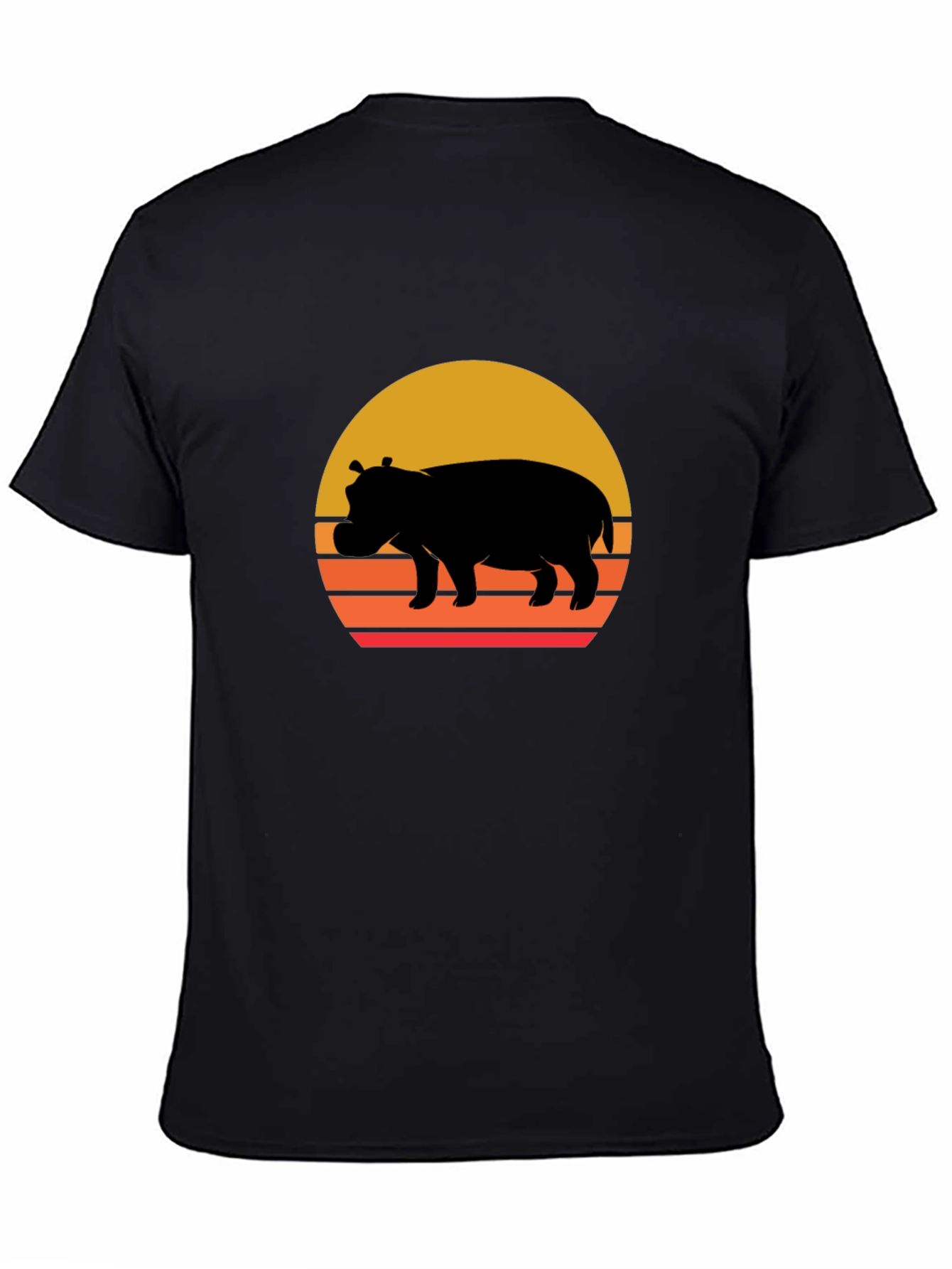 Retro Hippo Sunset T-Shirt - Unique Graphic Tee
