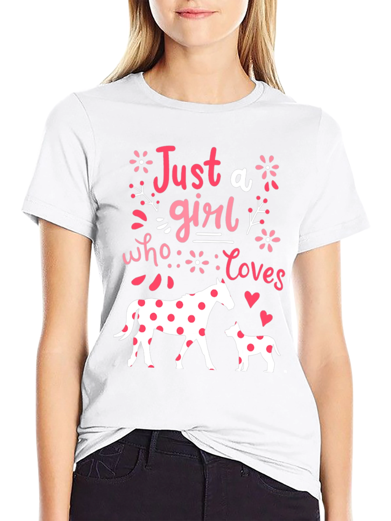 Girl Who Loves Horses & Dogs Tee