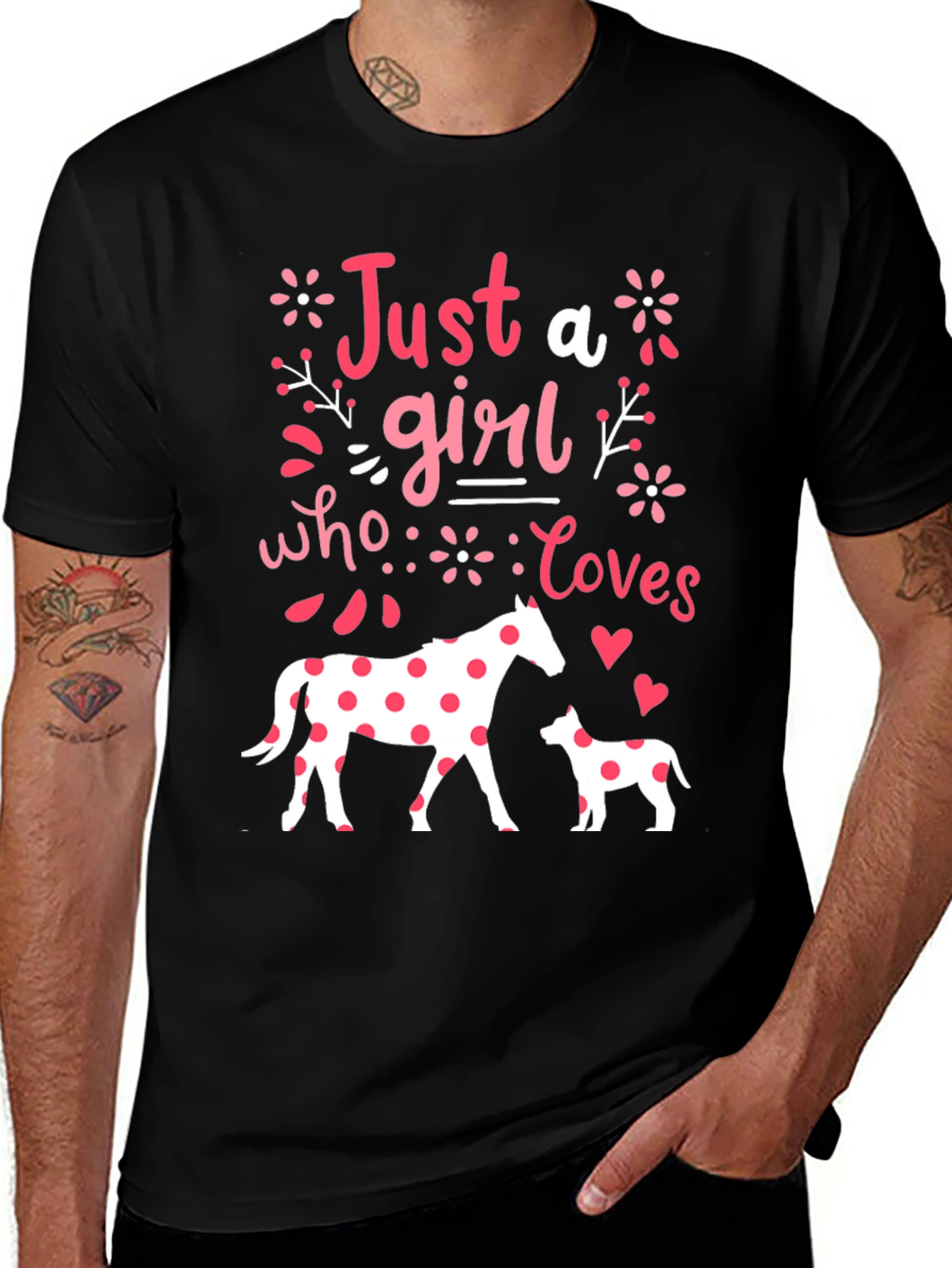 Girl Who Loves Horses & Dogs Tee