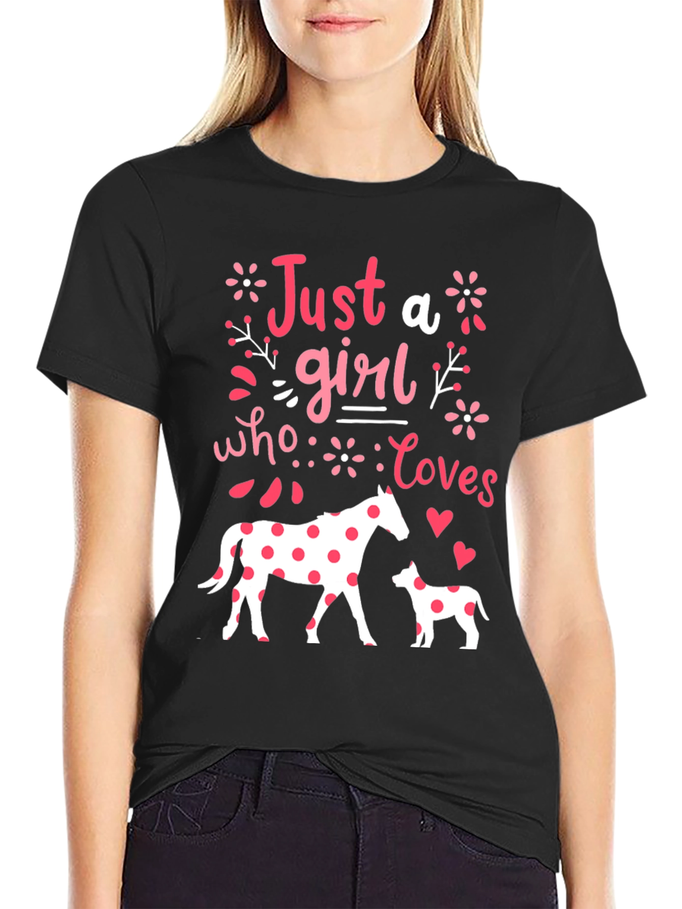 Girl Who Loves Horses & Dogs Tee
