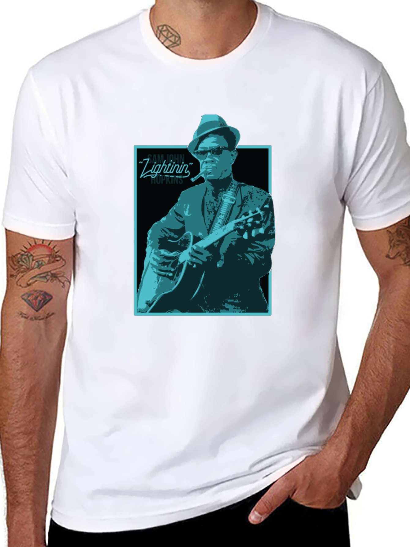 Lightnin Hopkins Graphic Tee - Black Cotton T-Shirt