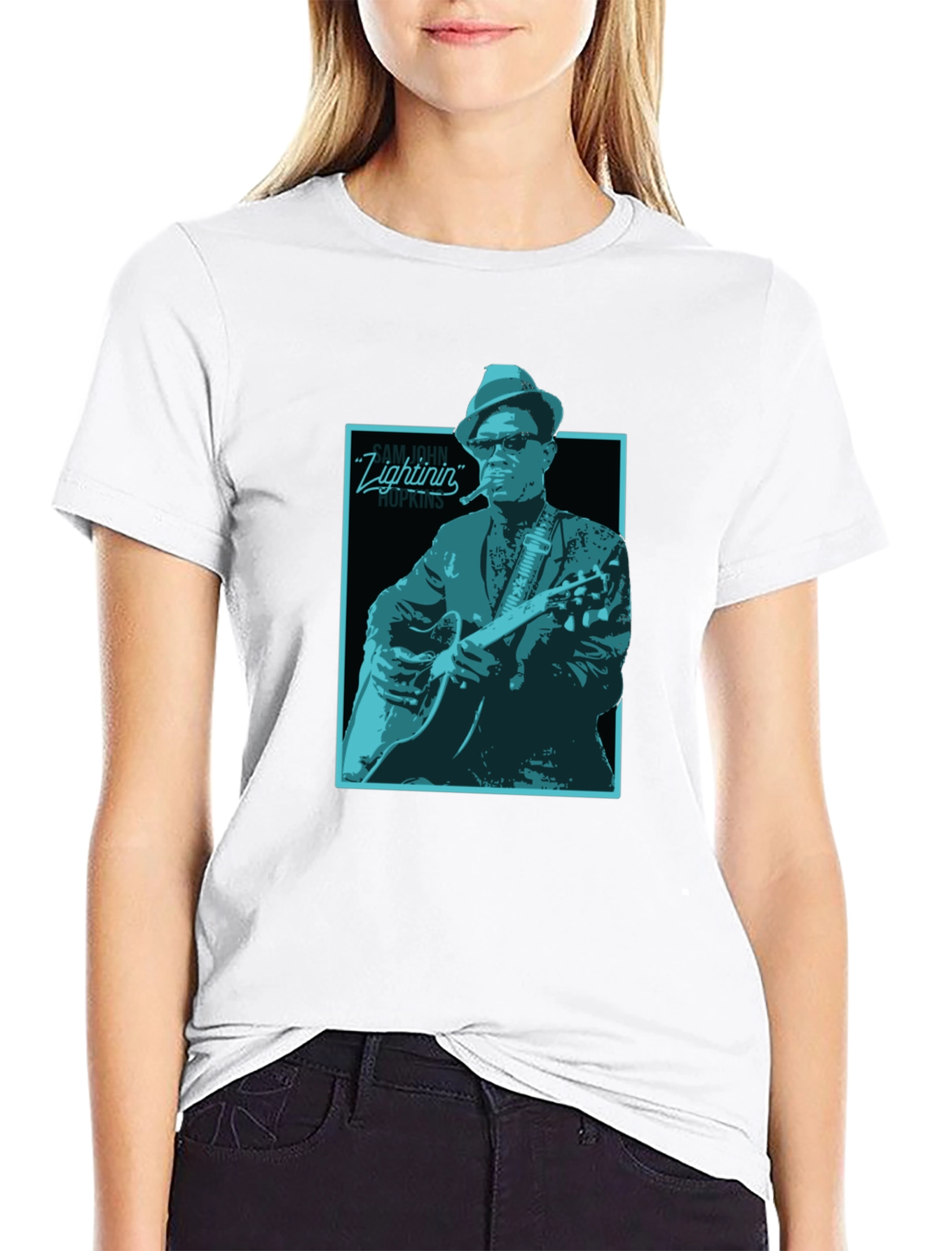 Lightnin Hopkins Graphic Tee - Black Cotton T-Shirt