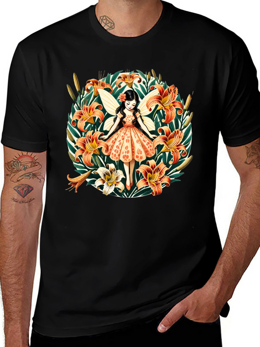 Fairy Lily Garden Graphic Tee - Unique Design