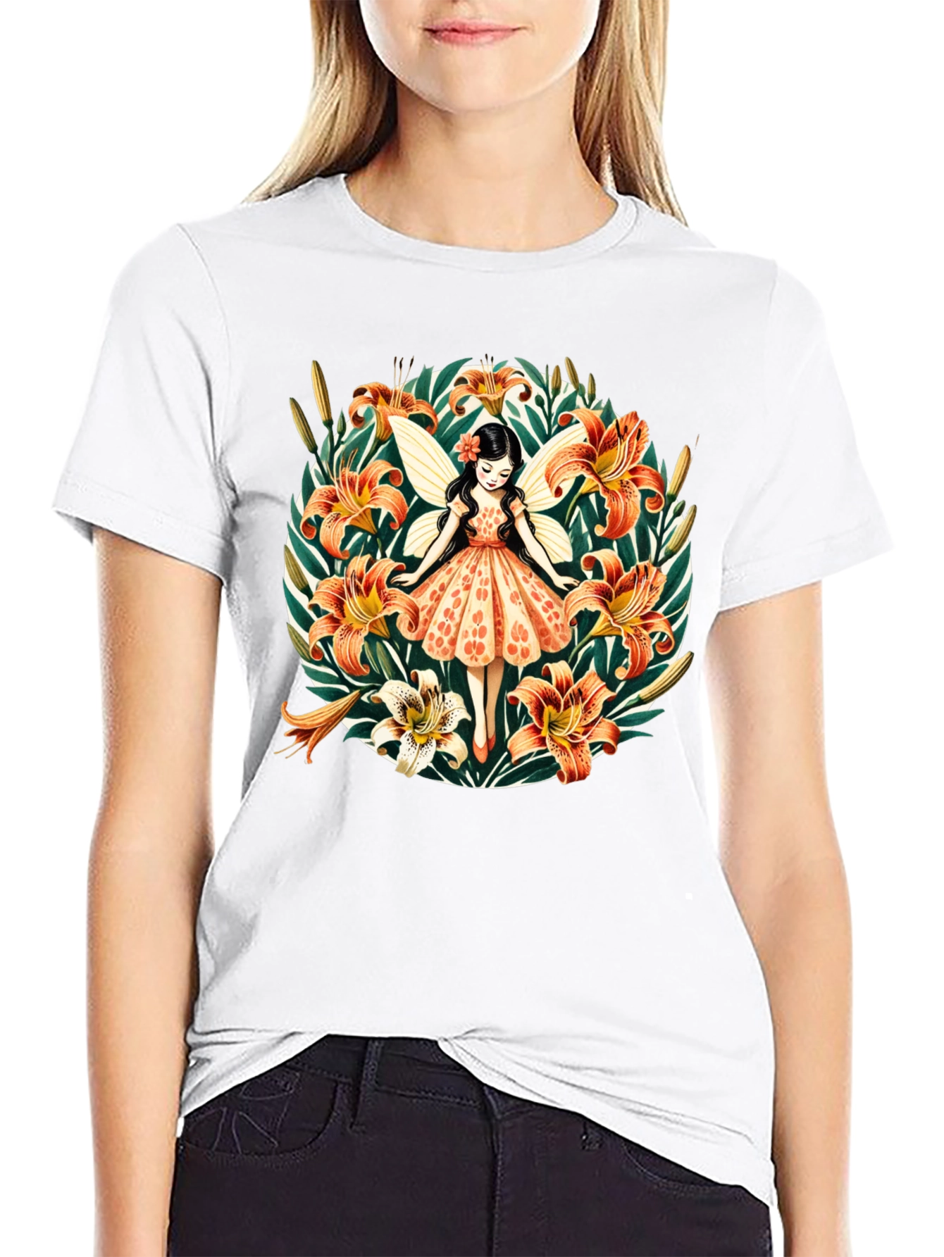 Fairy Lily Garden Graphic Tee - Unique Design