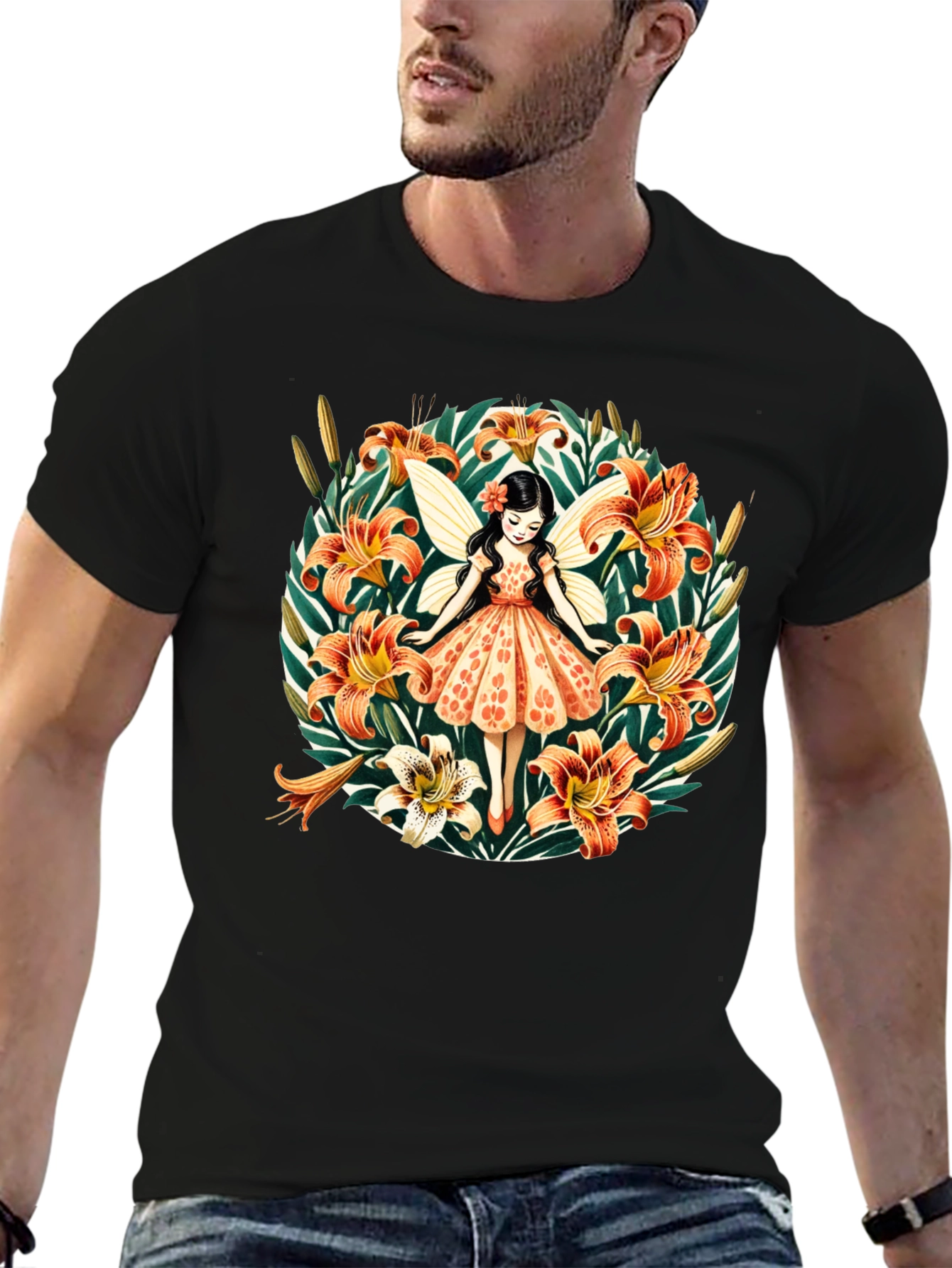 Fairy Lily Garden Graphic Tee - Unique Design