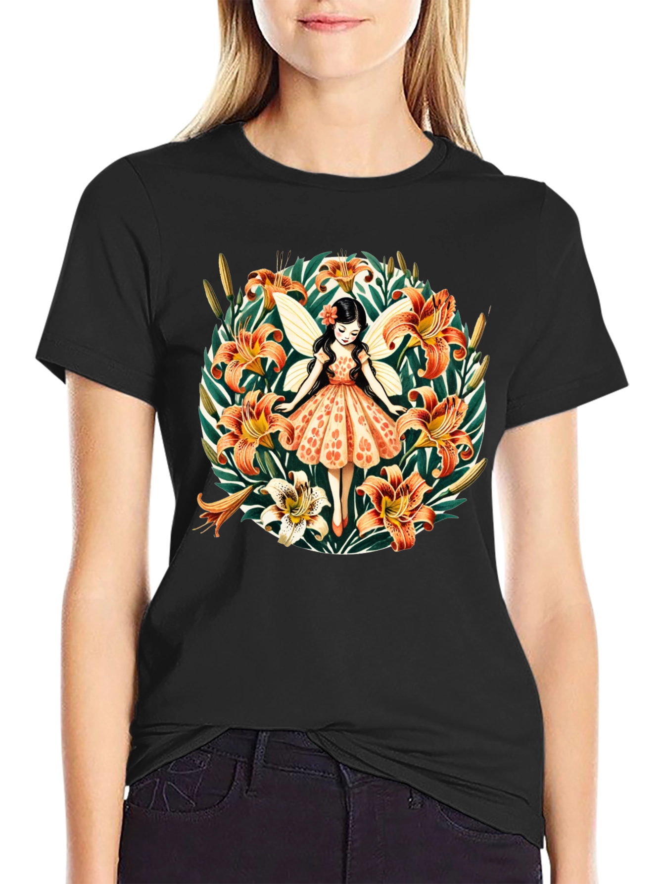 Fairy Lily Garden Graphic Tee - Unique Design