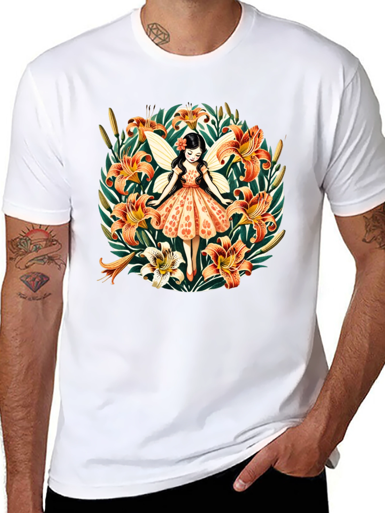 Fairy Lily Garden Graphic Tee - Unique Design