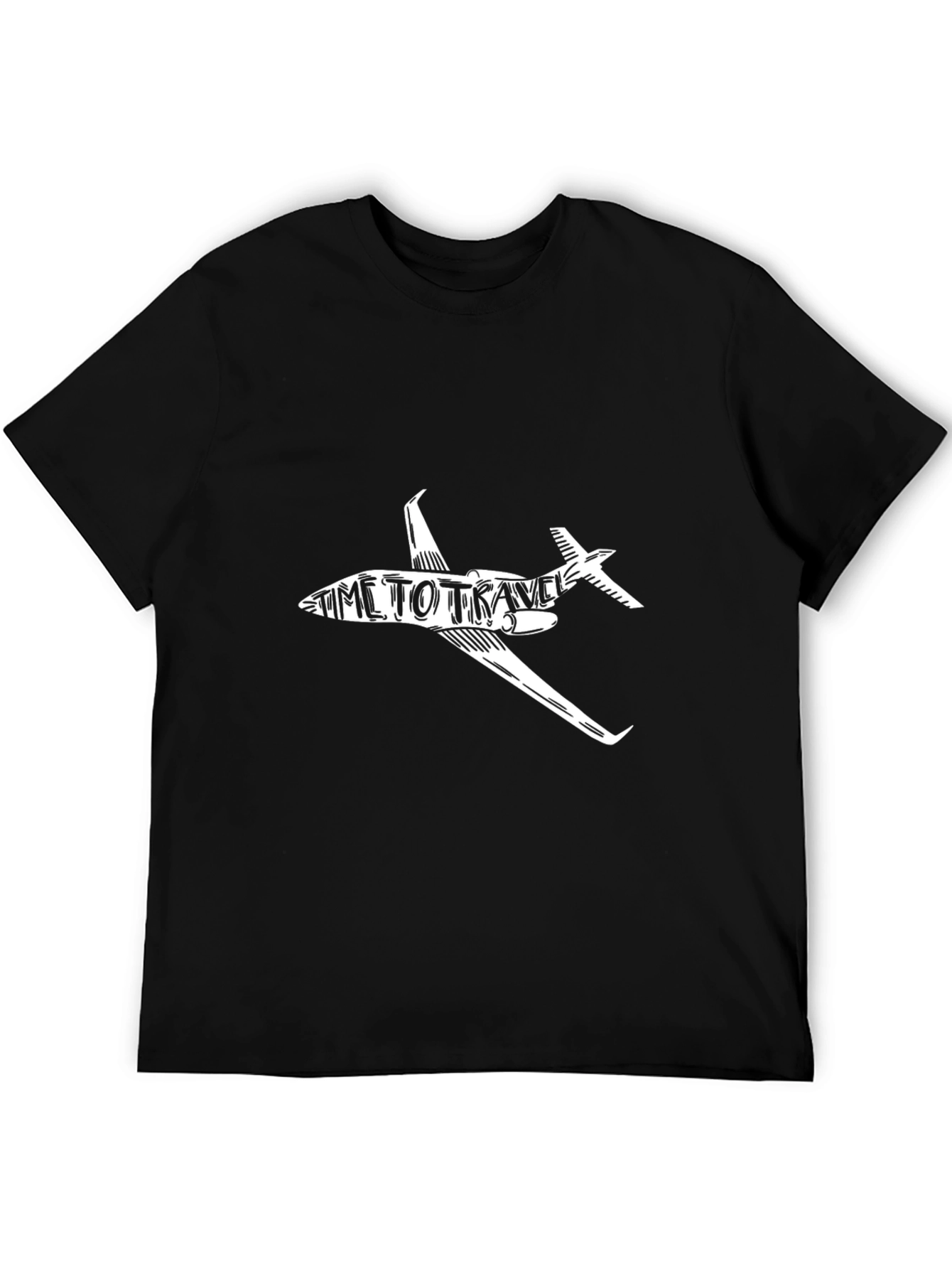 Time to Travel Airplane Graphic Tee - Black