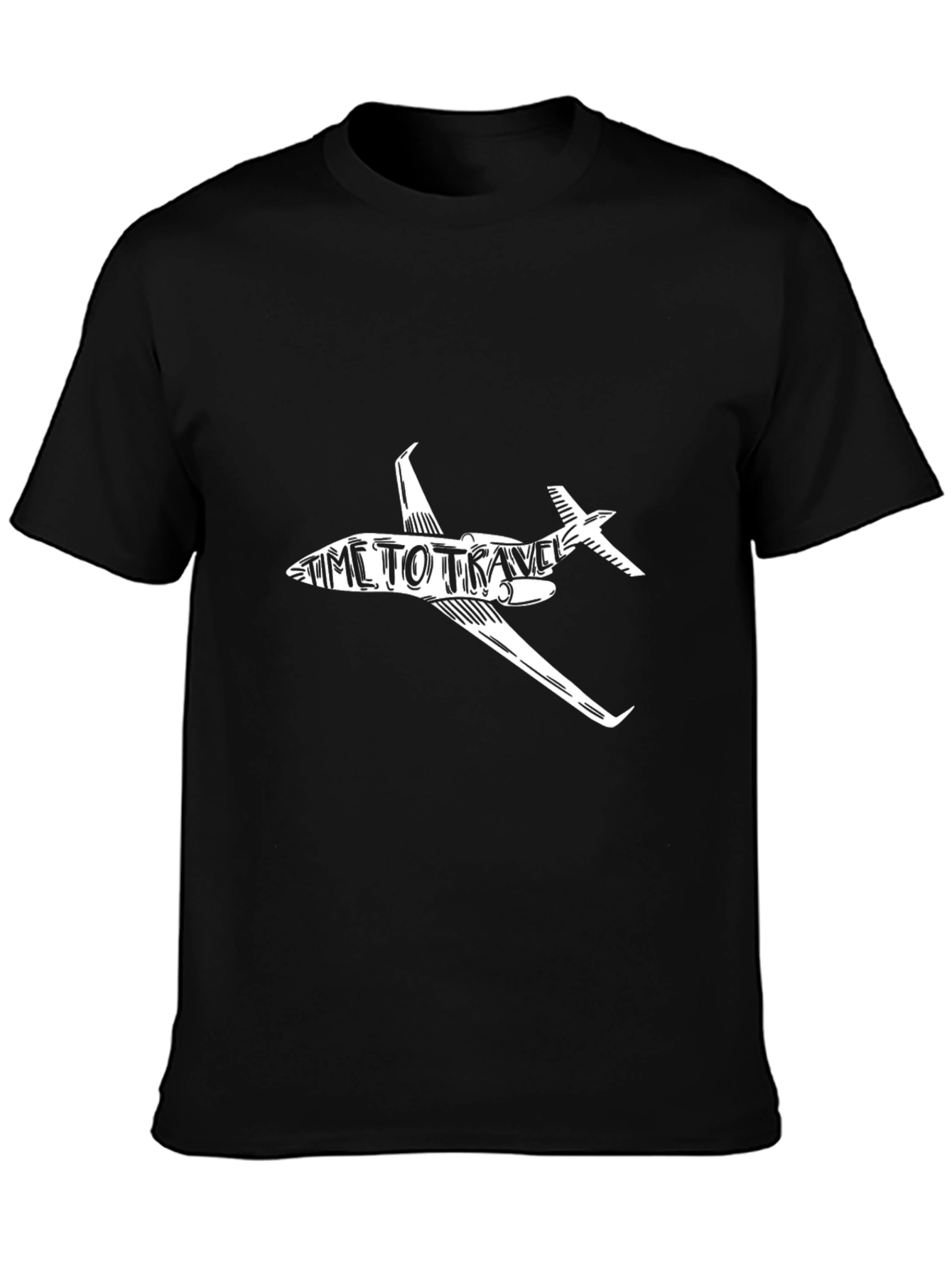 Time to Travel Airplane Graphic Tee - Black