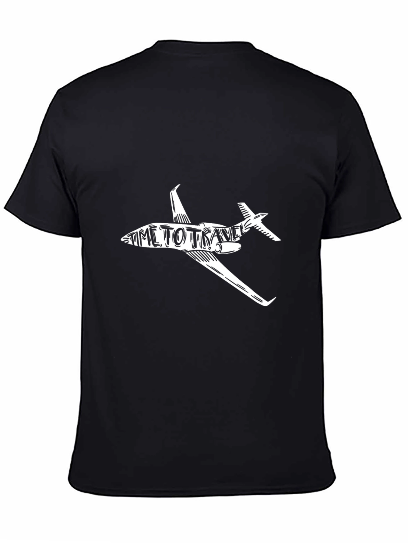 Time to Travel Airplane Graphic Tee - Black