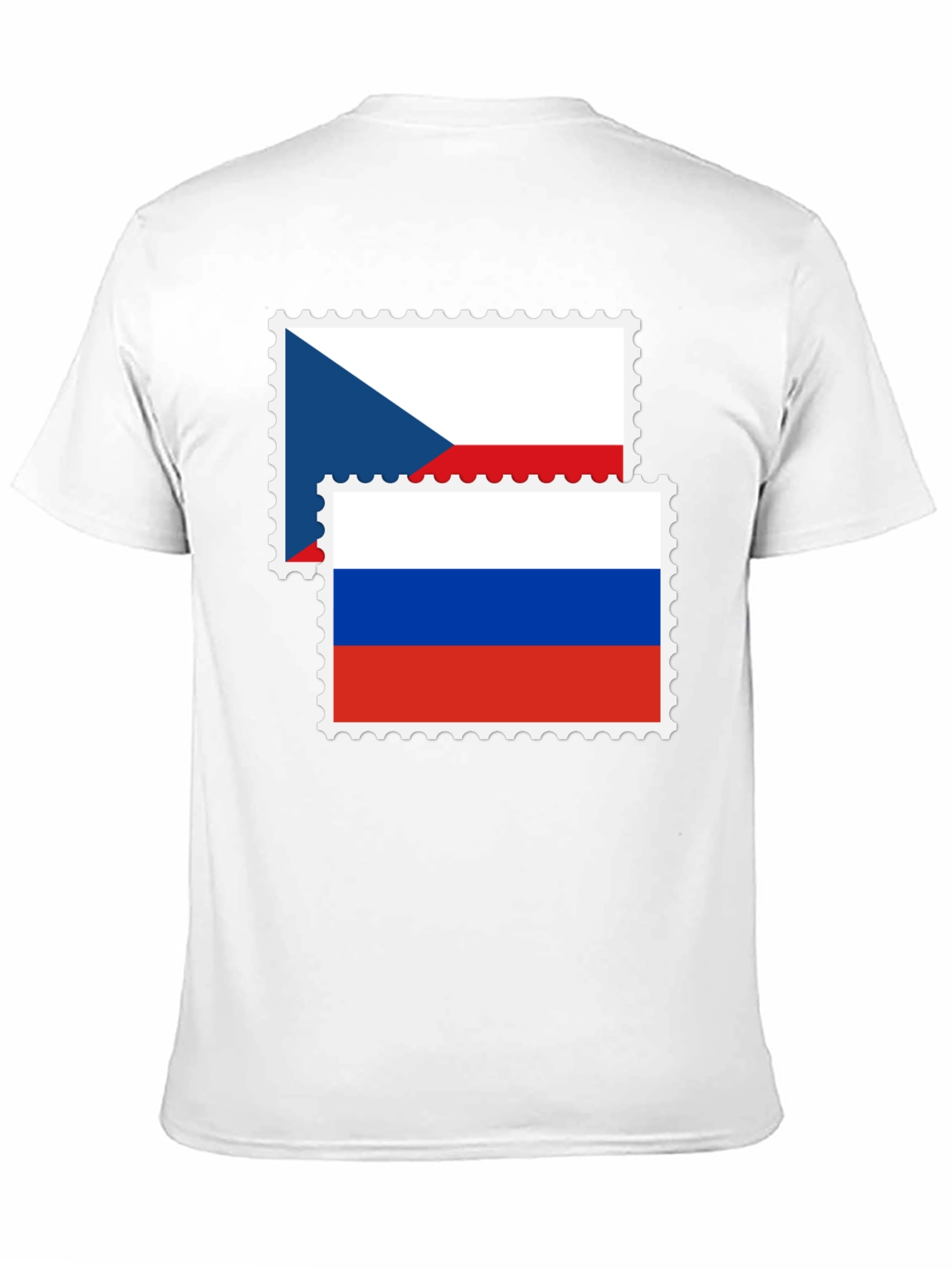 Czech Russia Flag Stamp Black Graphic Tee
