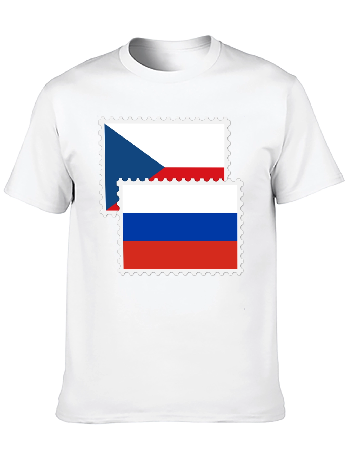 Czech Russia Flag Stamp Black Graphic Tee