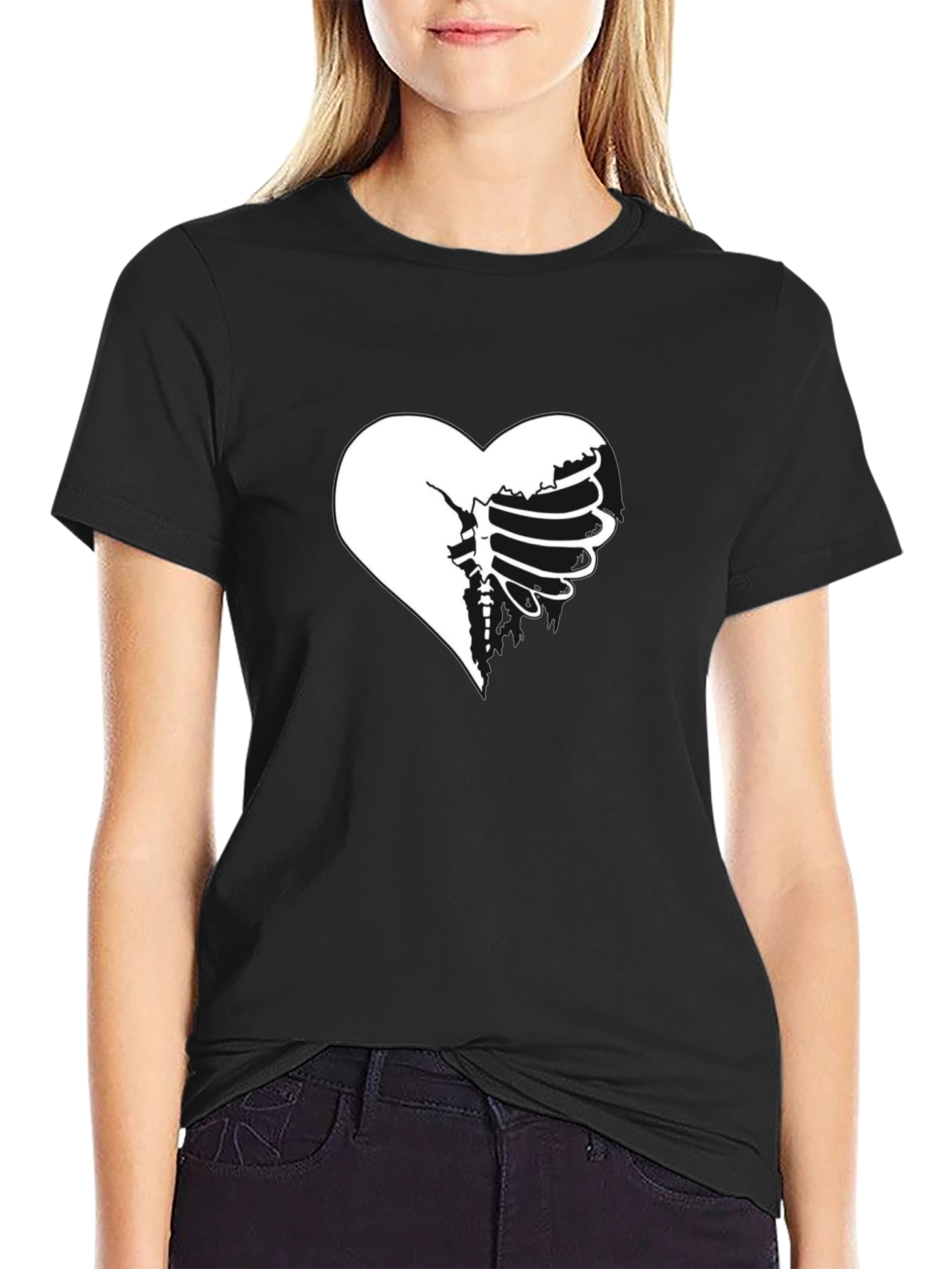 Heart Ribcage Graphic Tee - Unique Design