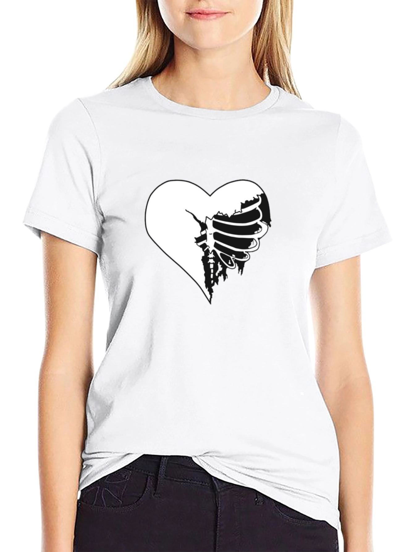 Heart Ribcage Graphic Tee - Unique Design