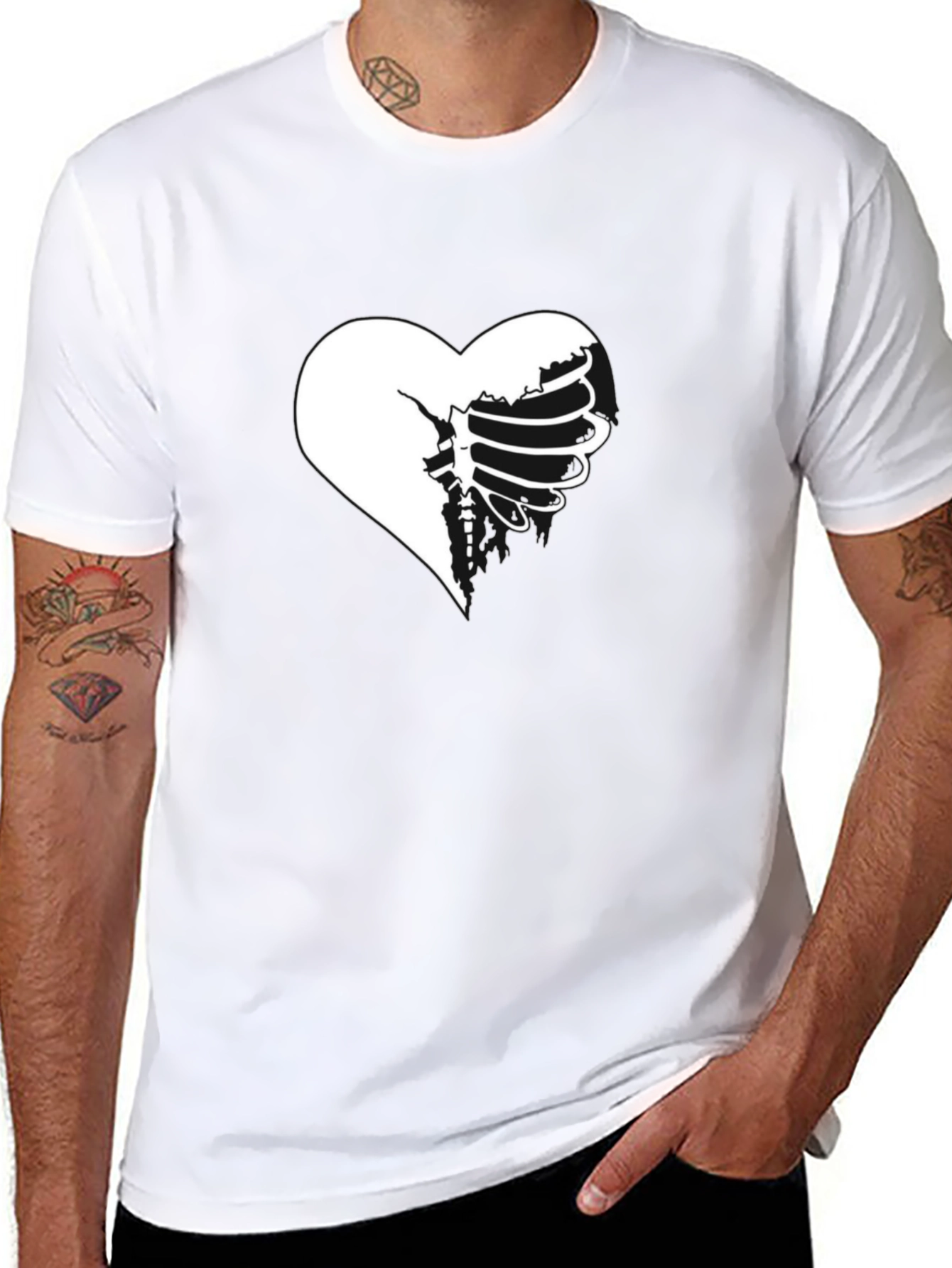 Heart Ribcage Graphic Tee - Unique Design