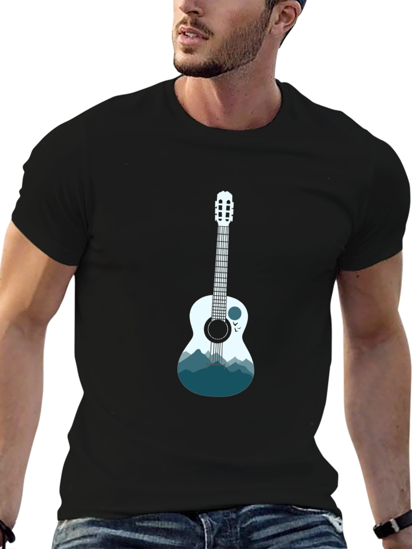 Guitar Mountain Graphic T-Shirt - Cool Music Tee