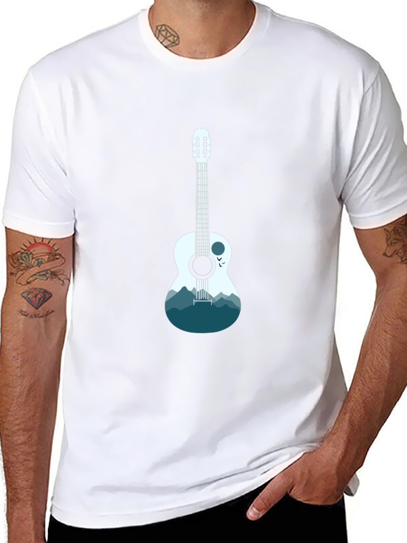 Guitar Mountain Graphic T-Shirt - Cool Music Tee