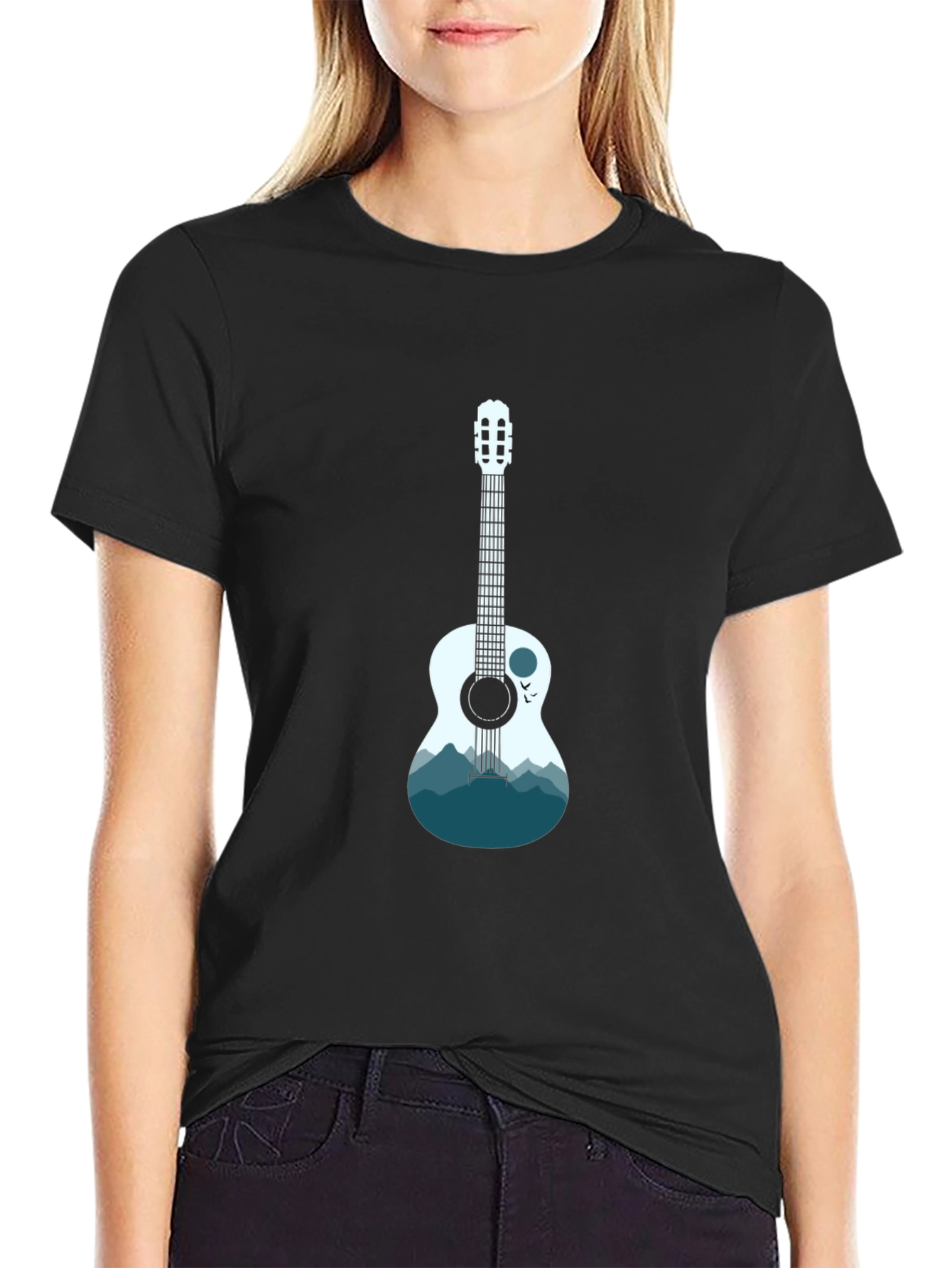 Guitar Mountain Graphic T-Shirt - Cool Music Tee