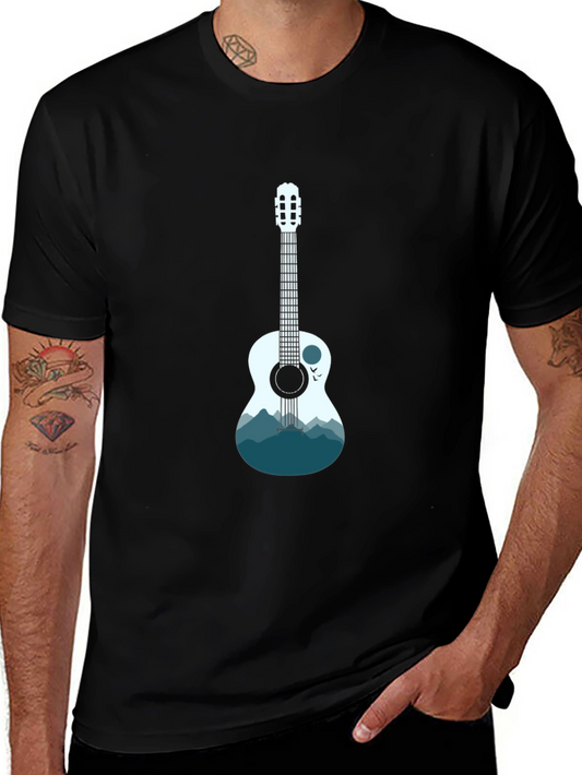 Guitar Mountain Graphic T-Shirt - Cool Music Tee