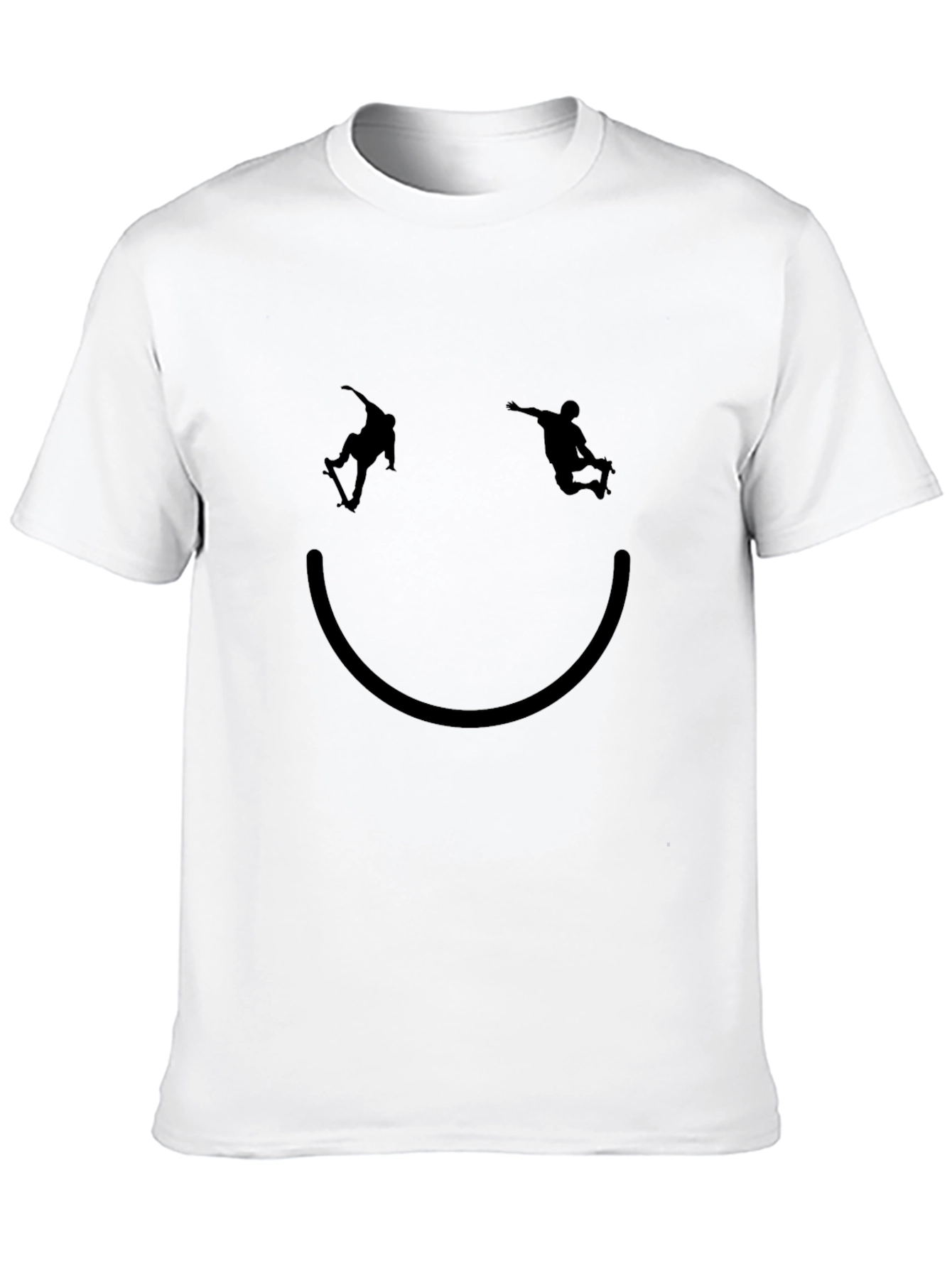 Skateboard Smiley Tee - Black Graphic T-Shirt