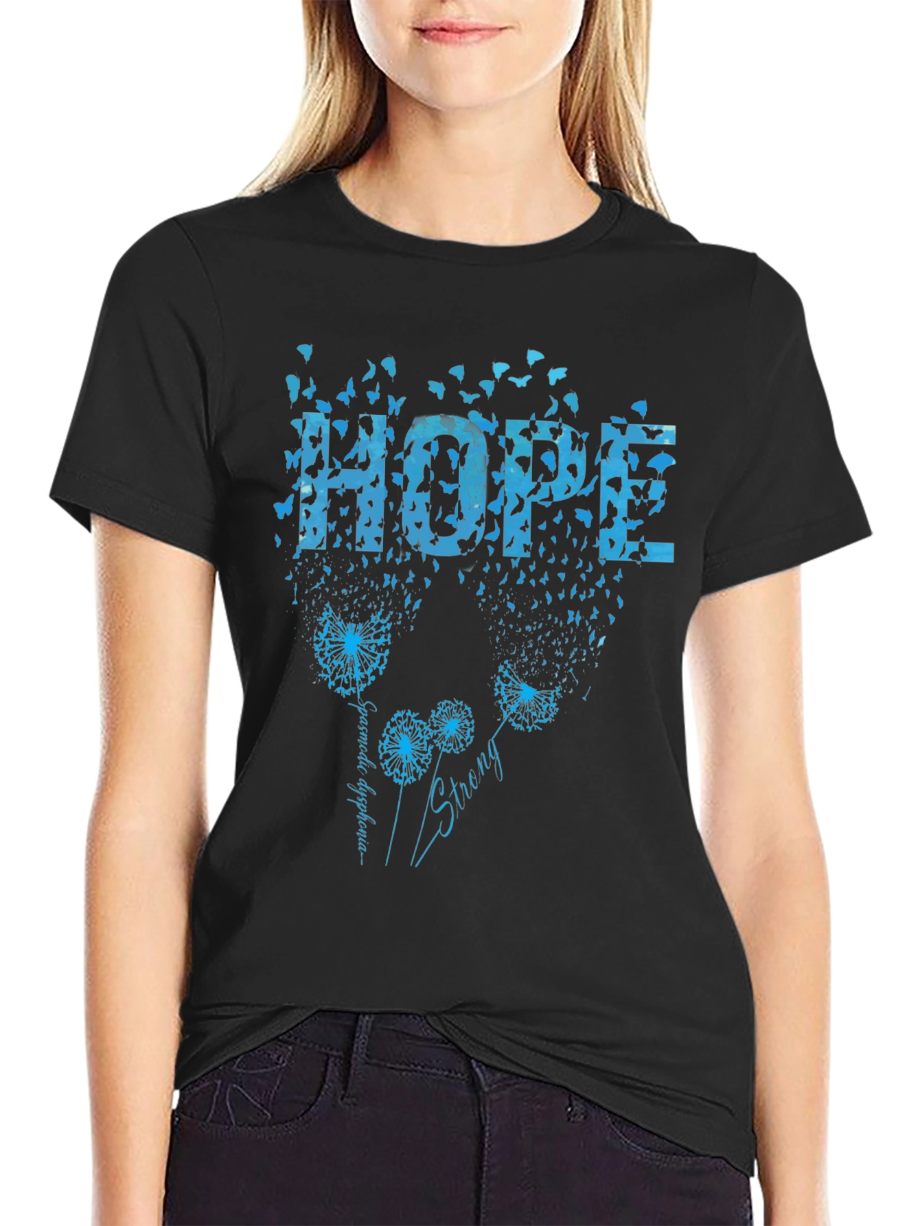 Hope Dandelion Butterfly Black T-Shirt
