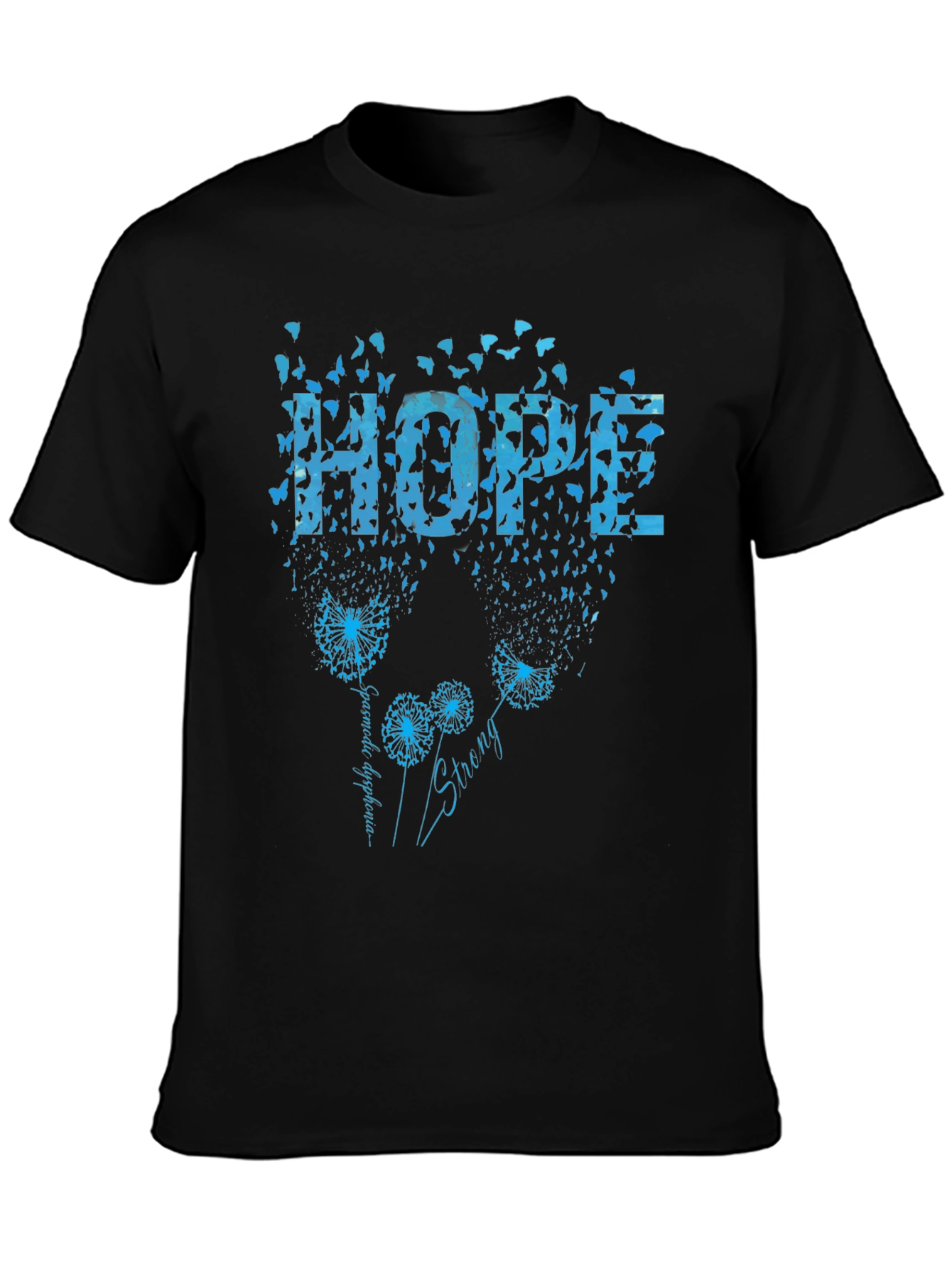 Hope Dandelion Butterfly Black T-Shirt