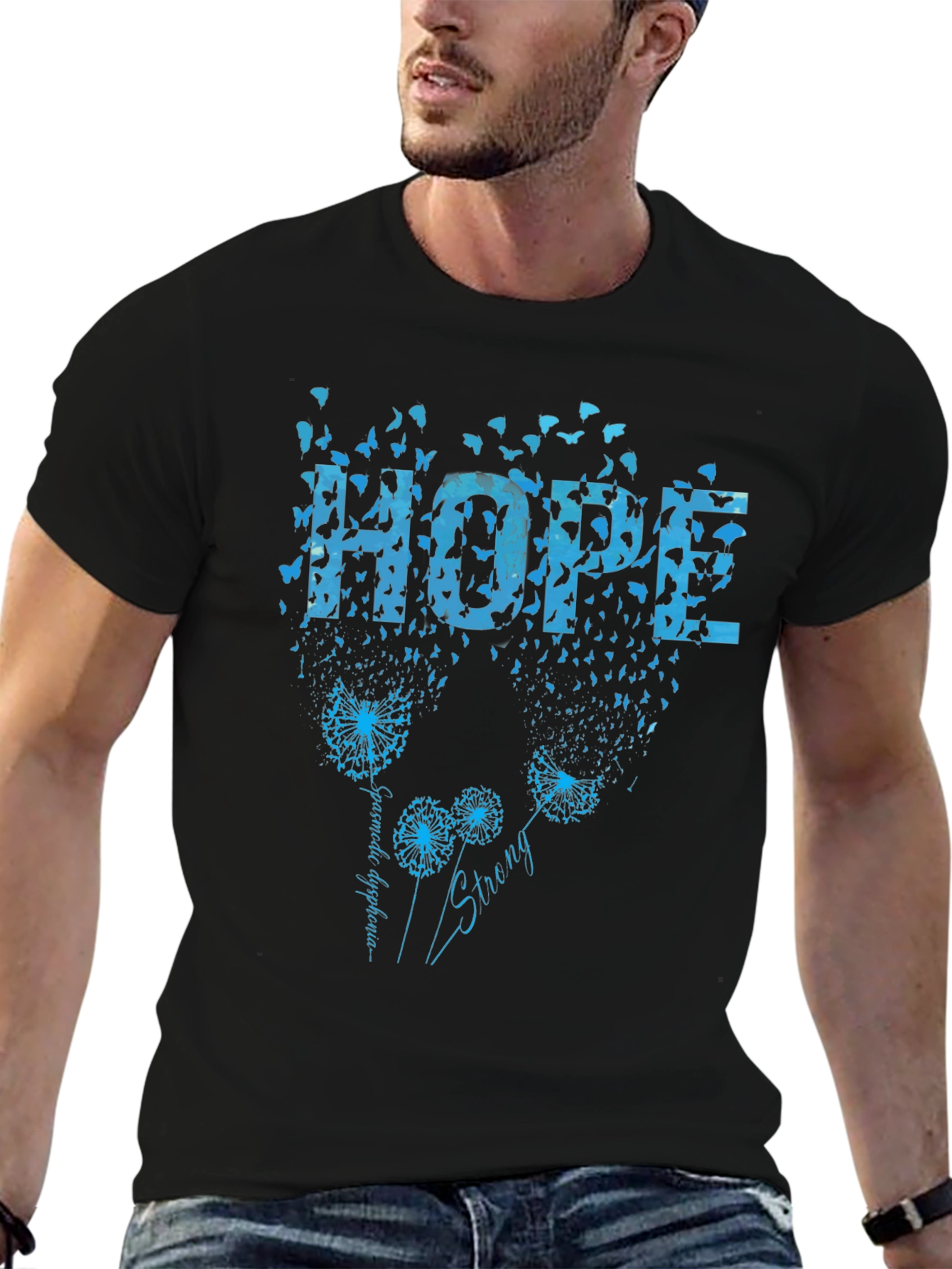 Hope Dandelion Butterfly Black T-Shirt