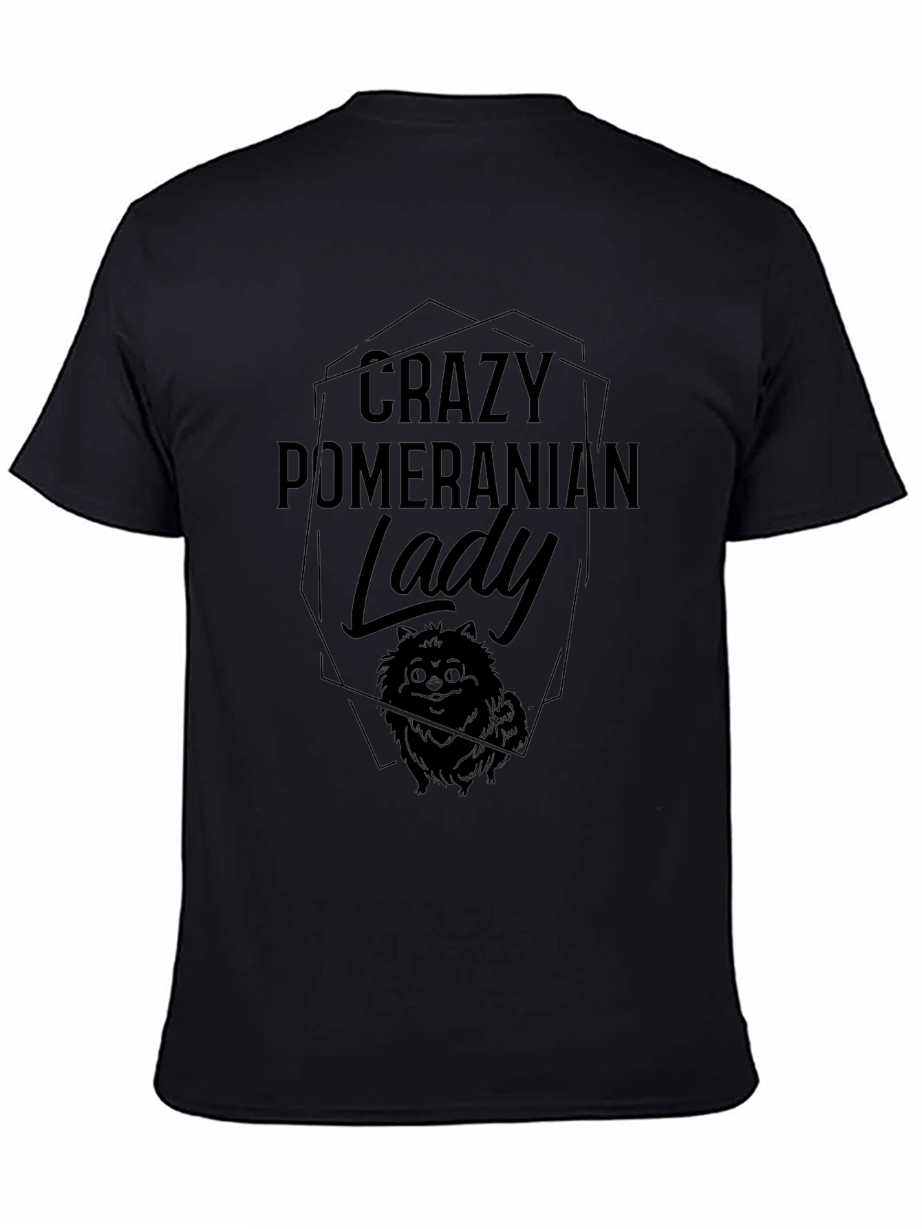 Crazy Pomeranian Lady Black T-Shirt