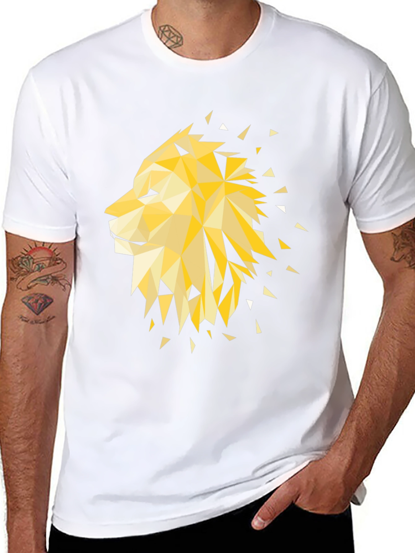 Geometric Lion Graphic Tee - Modern Style