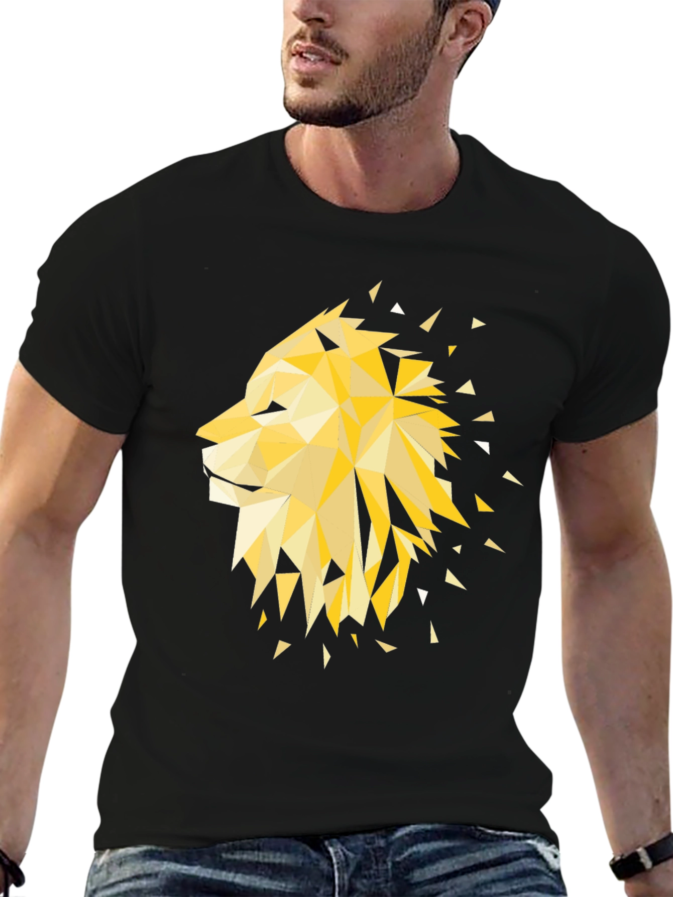 Geometric Lion Graphic Tee - Modern Style