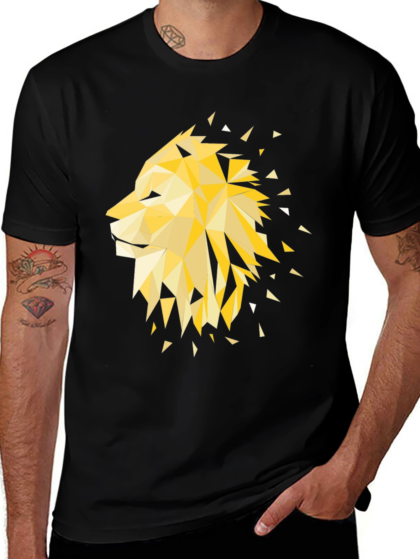 Geometric Lion Graphic Tee - Modern Style