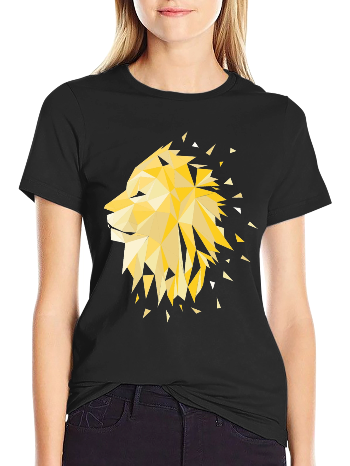 Geometric Lion Graphic Tee - Modern Style