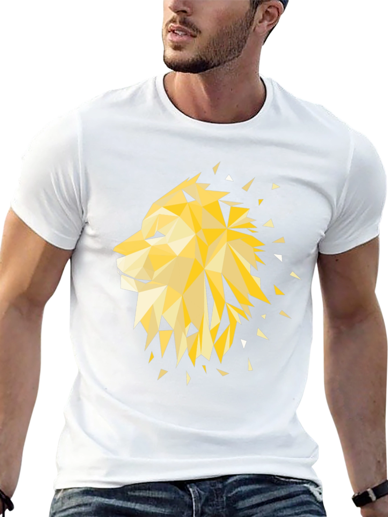 Geometric Lion Graphic Tee - Modern Style