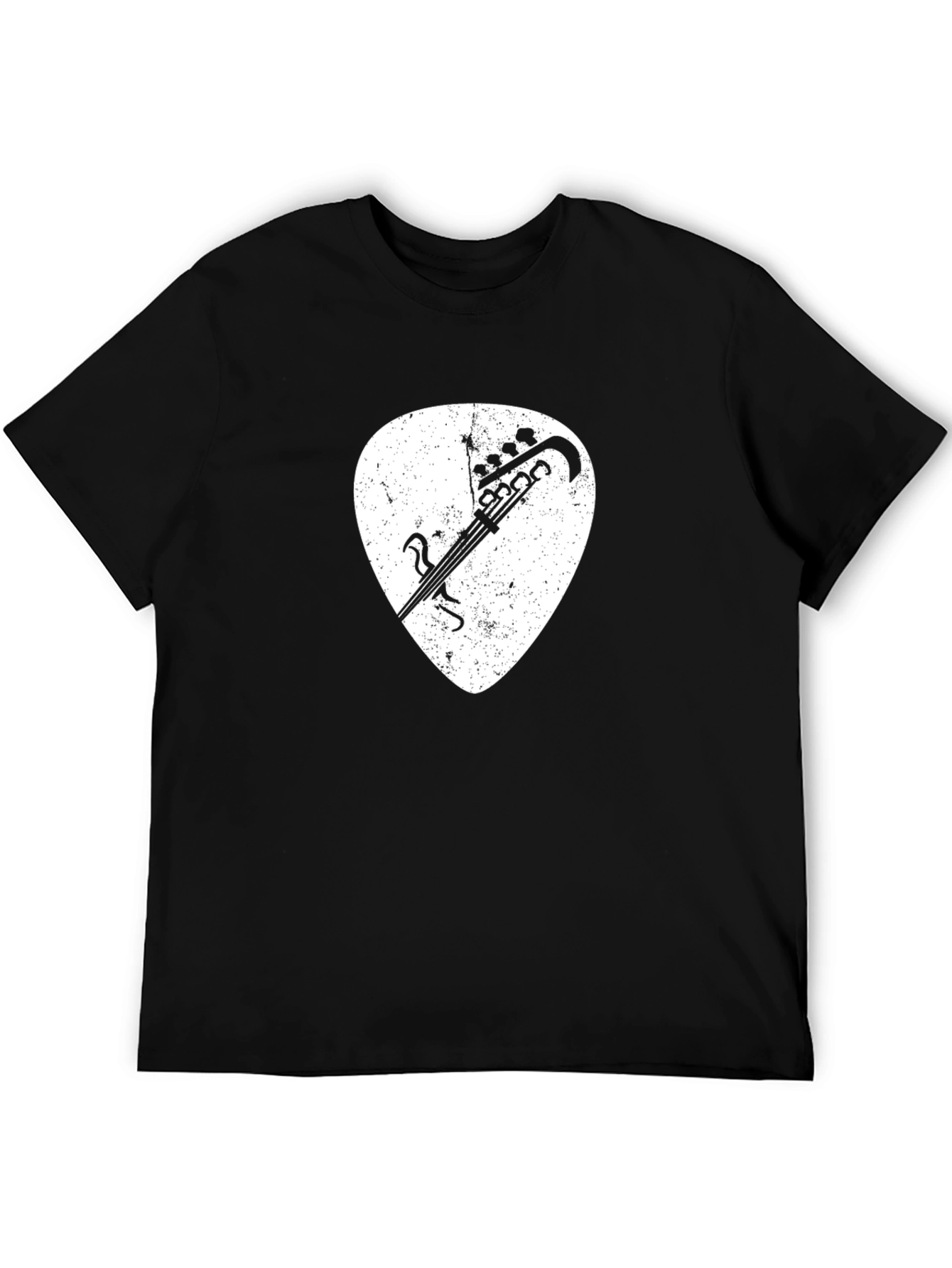 Guitar Pick Graphic Tee - Black Cotton Shirt