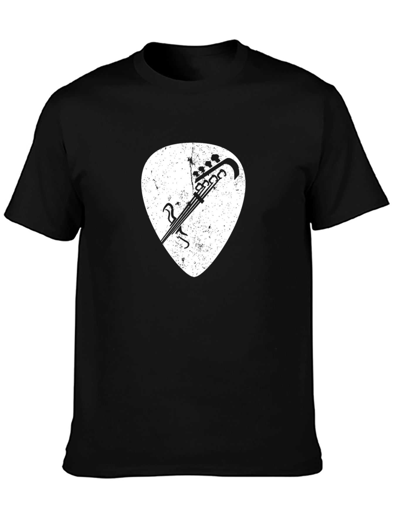 Guitar Pick Graphic Tee - Black Cotton Shirt