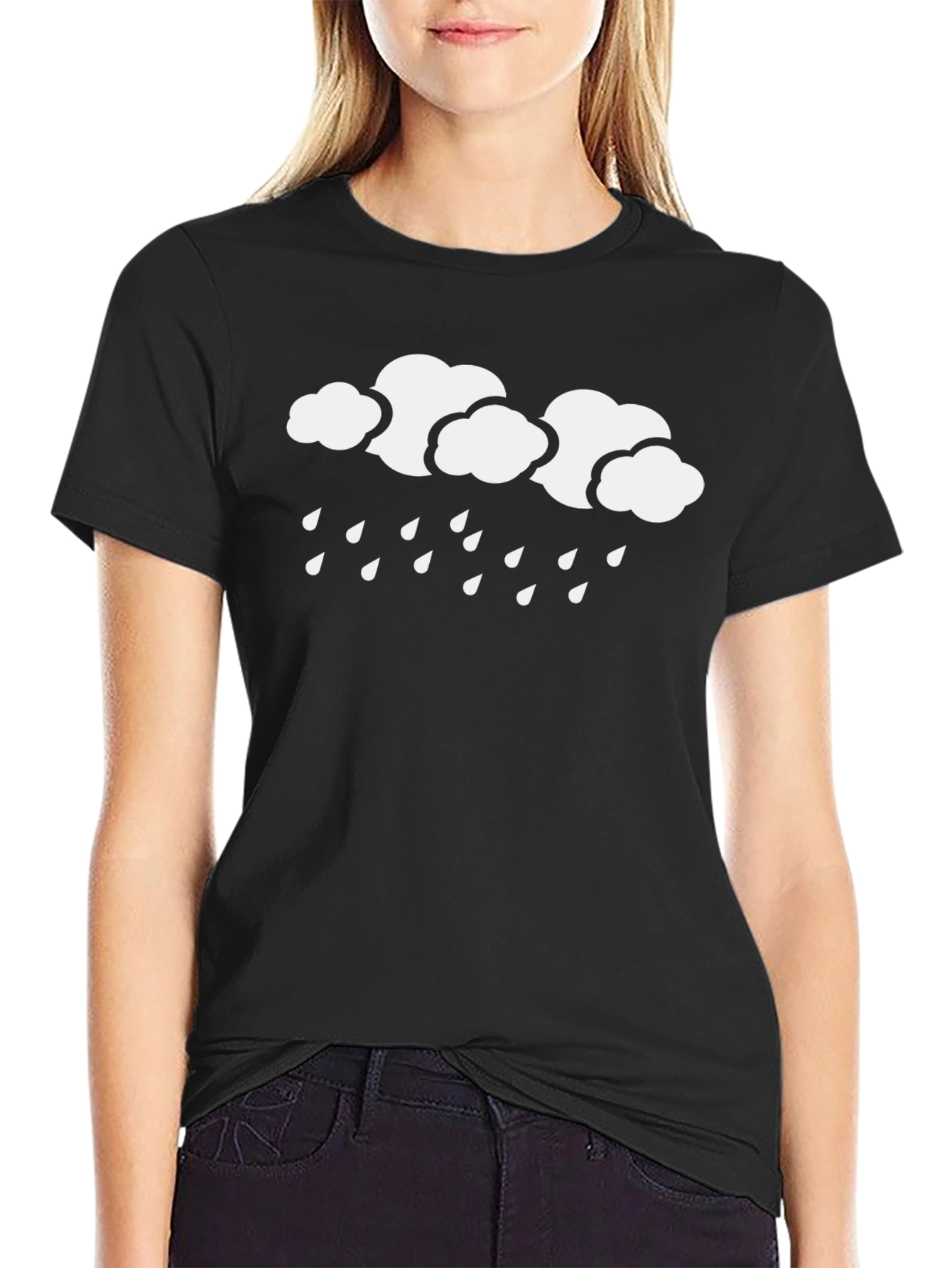 Rainy Day Black Cotton Graphic Tee