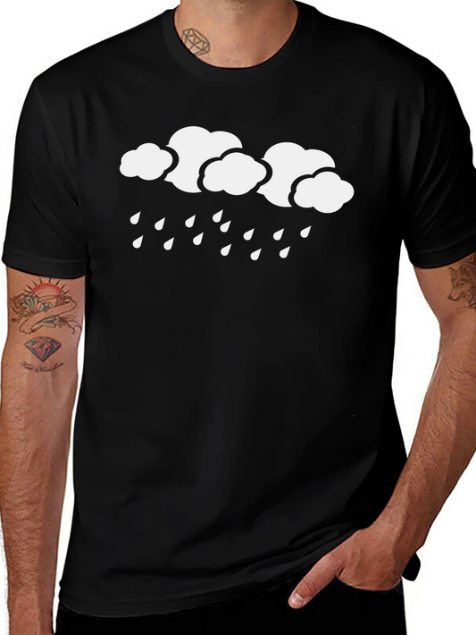 Rainy Day Black Cotton Graphic Tee