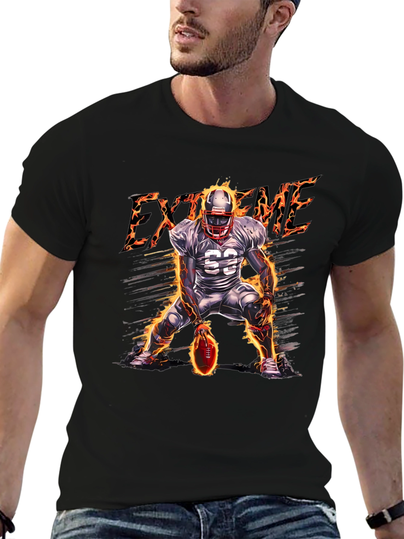 Xtreme Football Player Black T-Shirt
