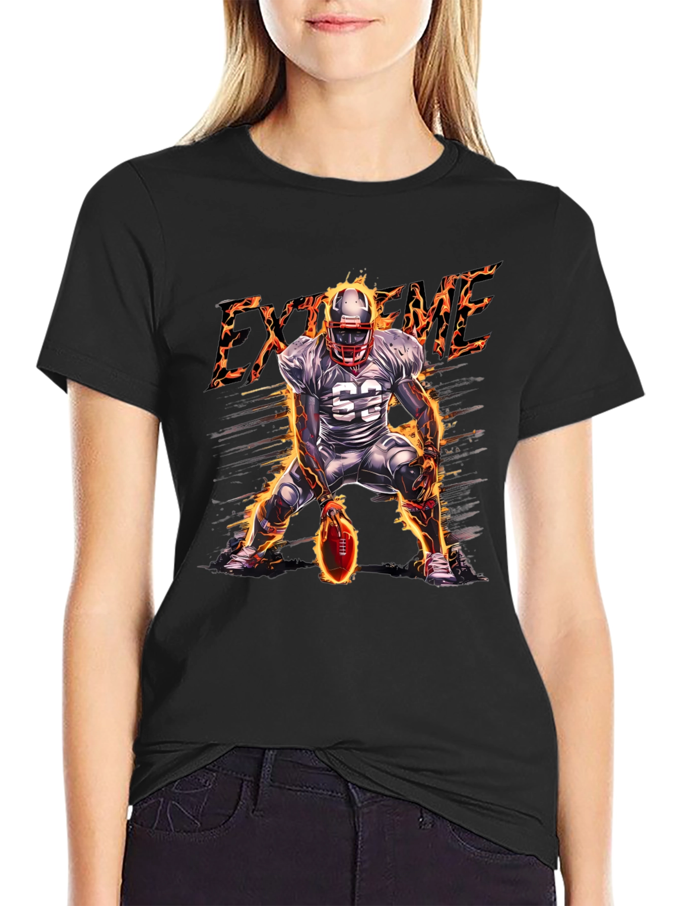 Xtreme Football Player Black T-Shirt
